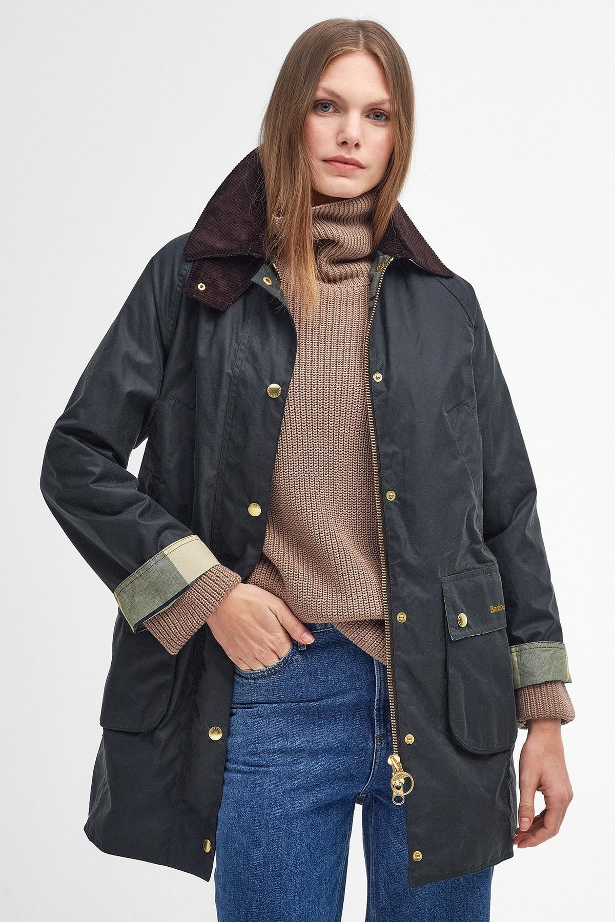 Barbour Long Beadnell Yağlı Ceket SG51 Sage-Ancient