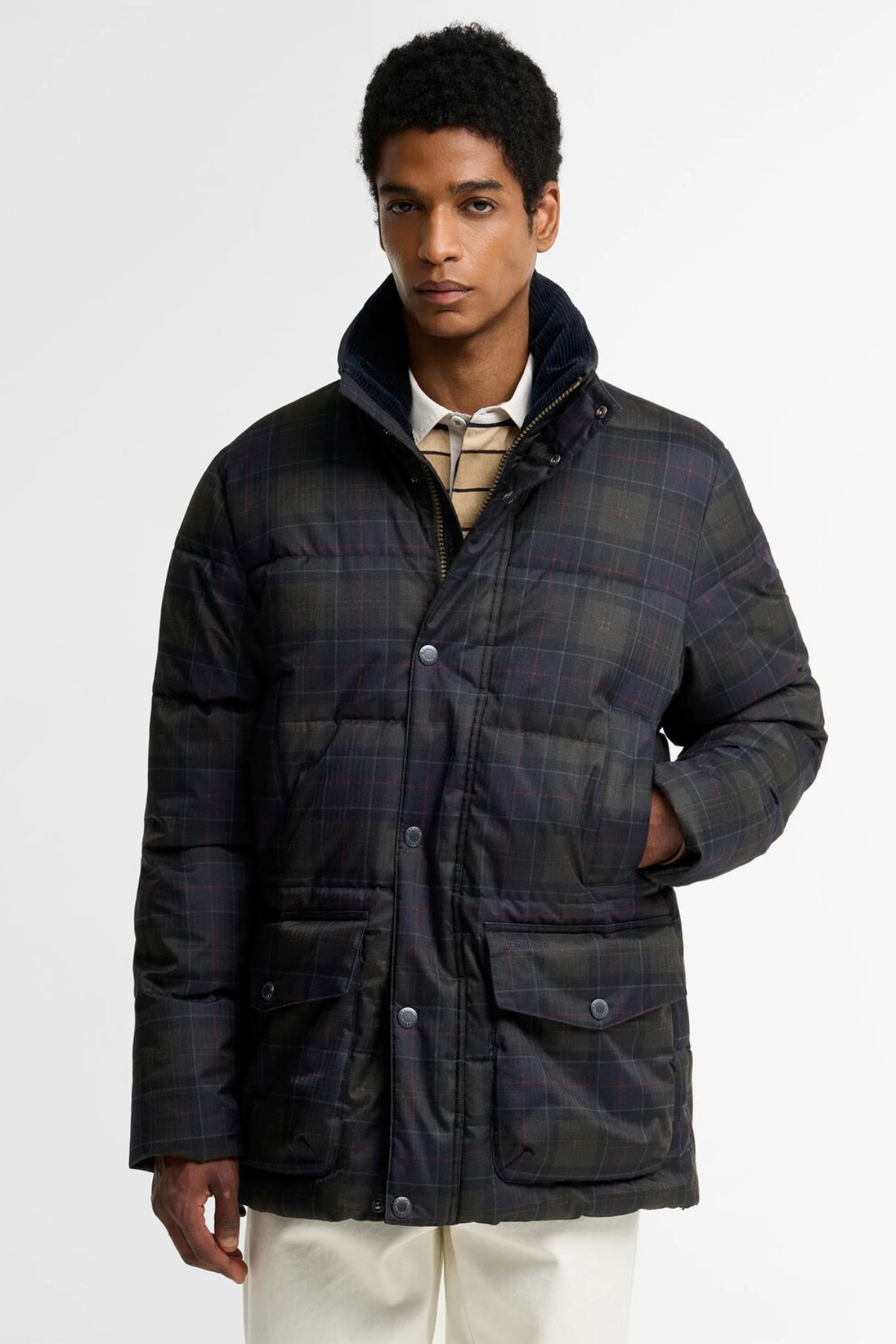 Barbour Lonnen Tartan Puffer Mont TN11 Shadow Classic Tartan