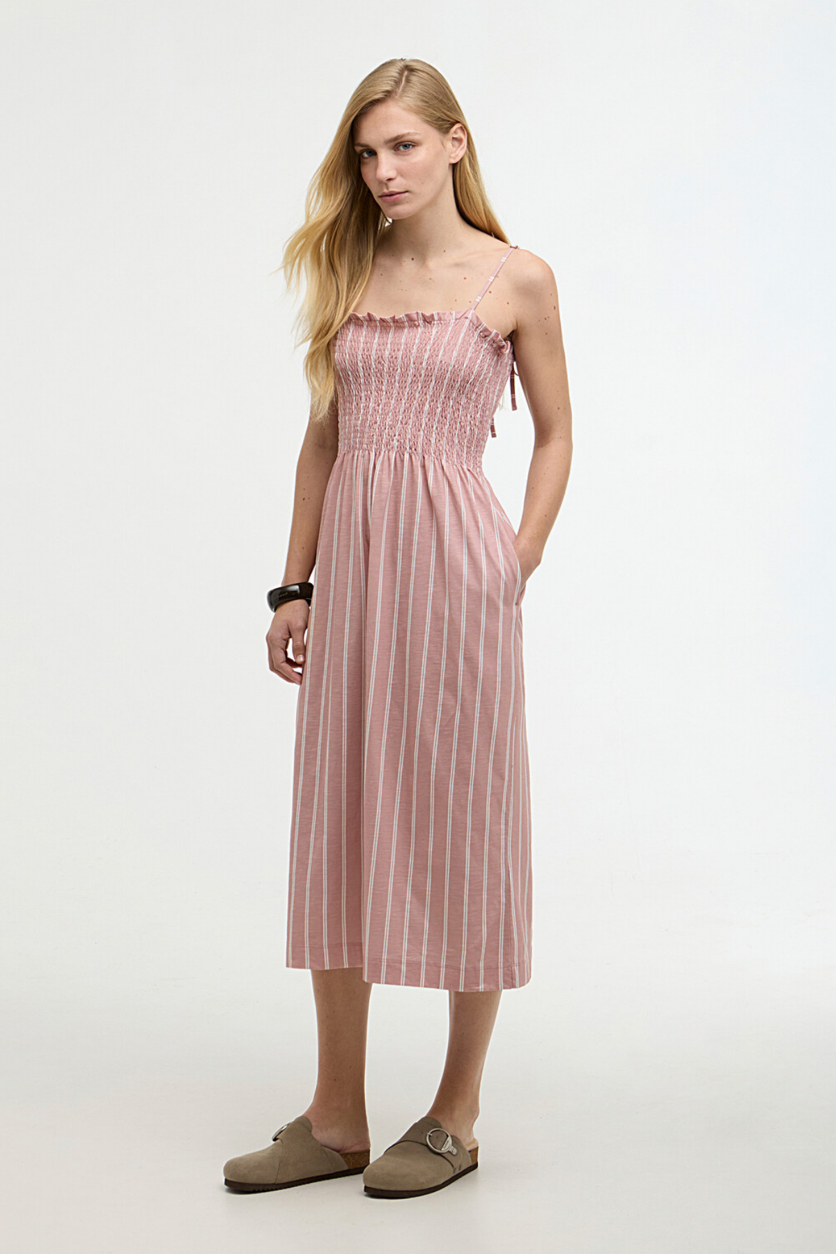 Barbour Madeline Midi Elbise PI19 Gardenia Stripe