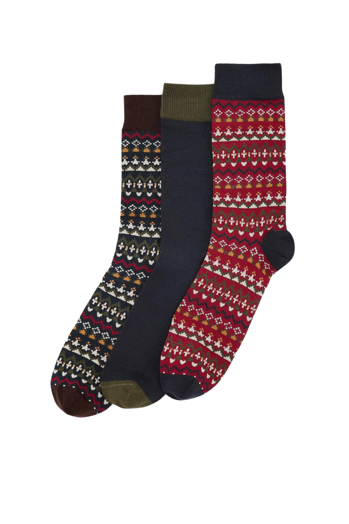 Barbour Marlow Fair Isle Çorap Hediye Kutusu OL71 Olive