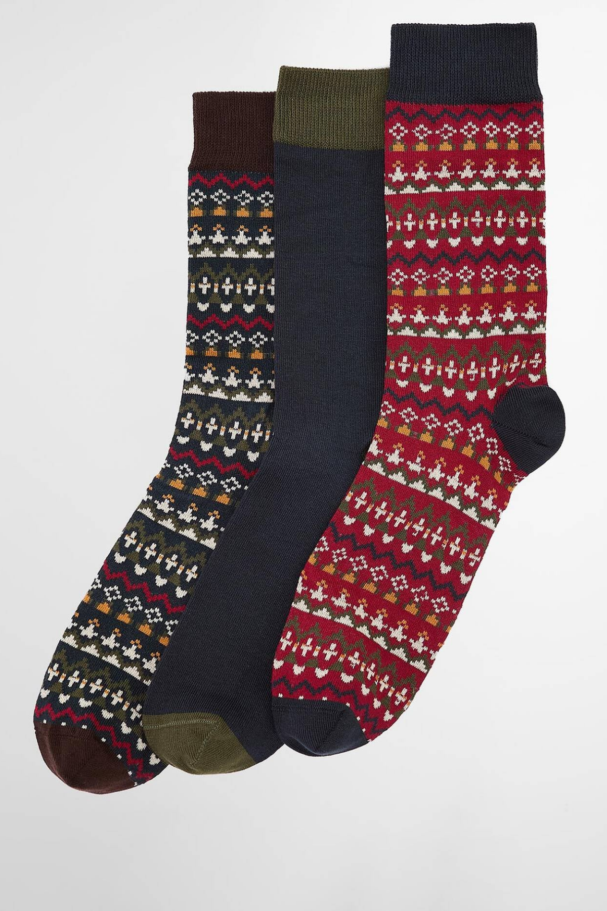 Barbour Marlow Fair Isle Çorap Hediye Kutusu OL71 Olive