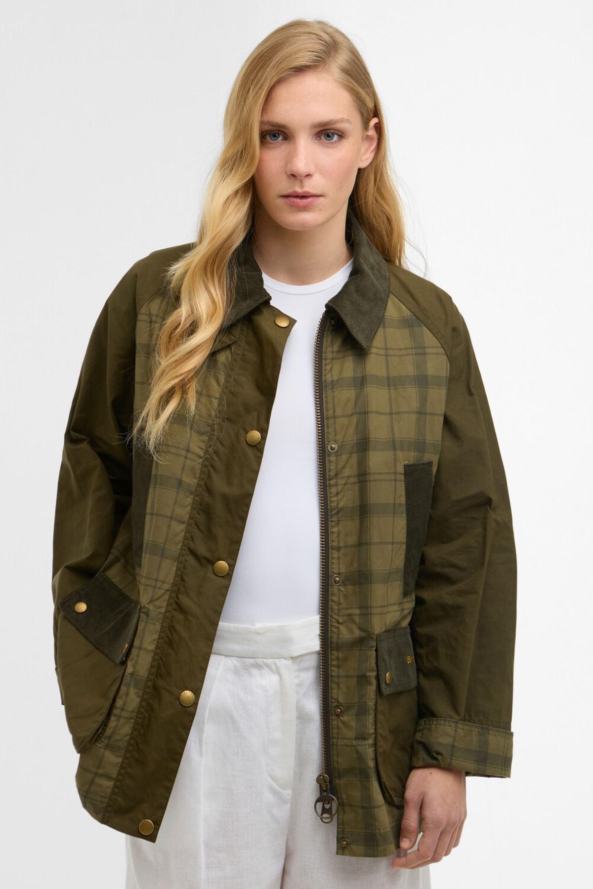 Barbour Modern Tartan Beadnell Casual Ceket OL32 Dusky Green Tartan/Highland Olive