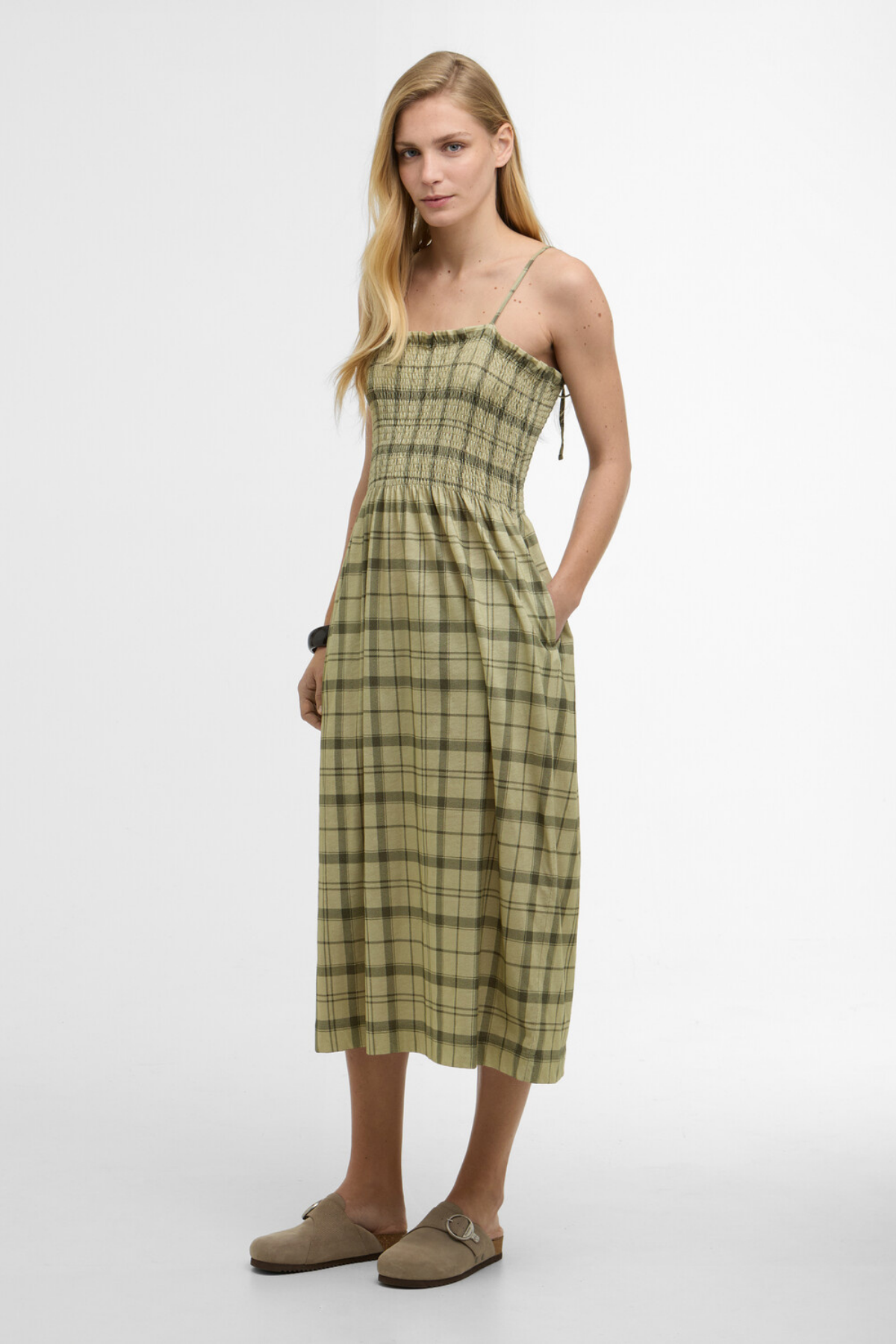 Barbour Orla Midi Elbise SG14 Sage Green Tartan