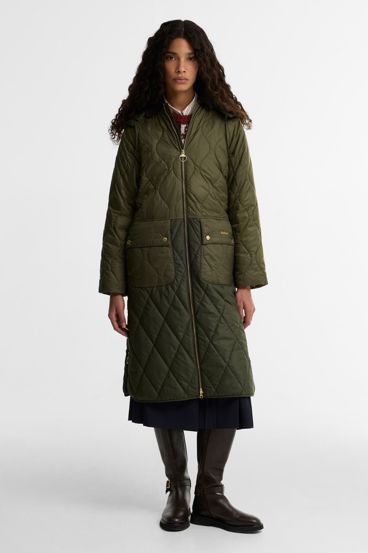 Barbour Osbourne Kapitone Ceket OL71 Olive Fern Mixed Tartan