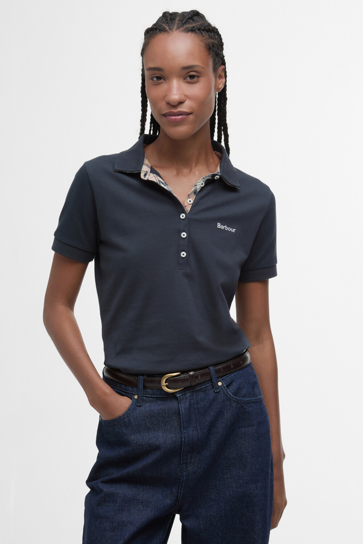 Barbour Portsdown Top Polo Yaka NY16 Navy/Hessian