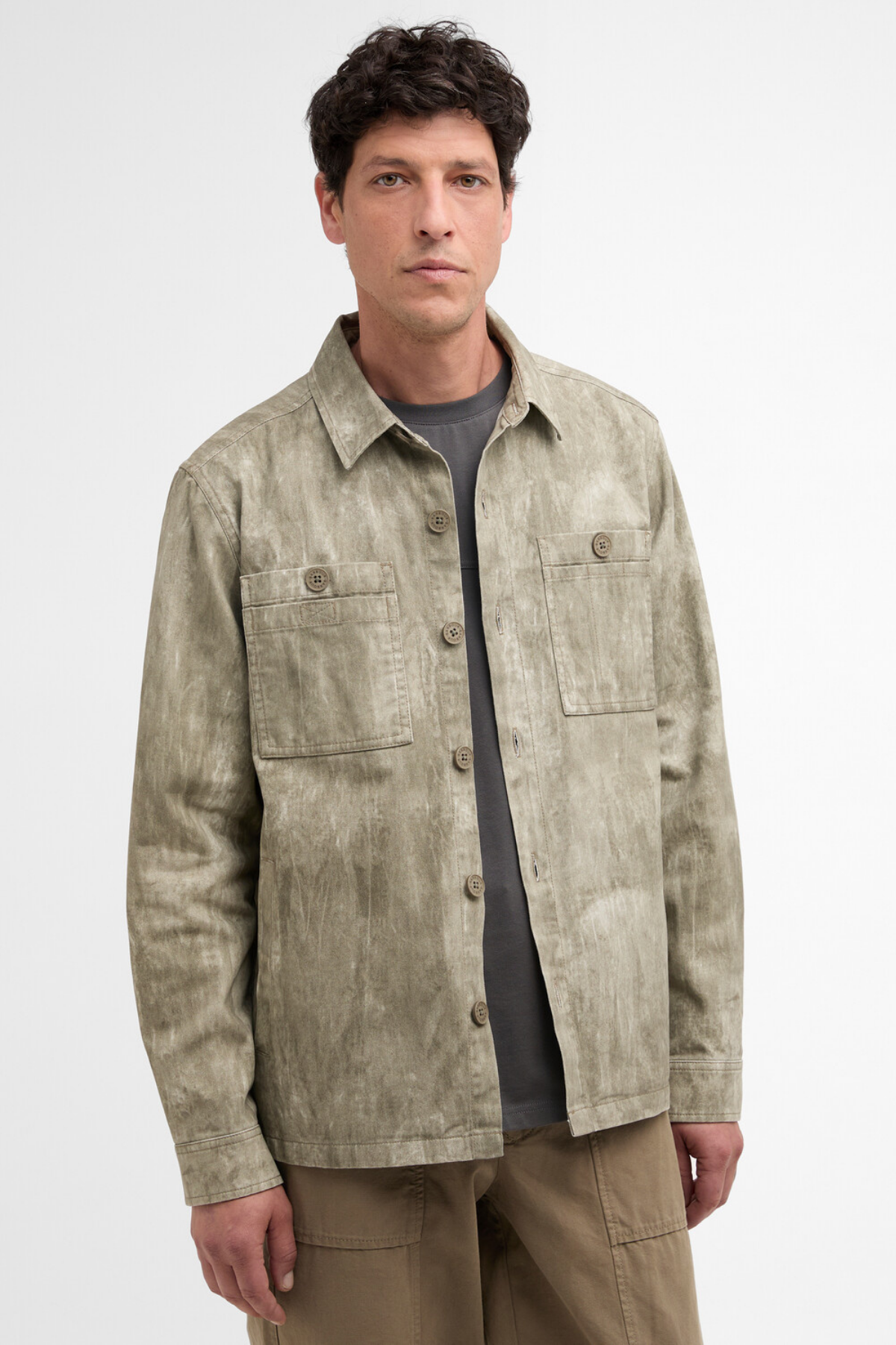 Barbour Ross Printed Dış Gömlek OL37 Grey Olive