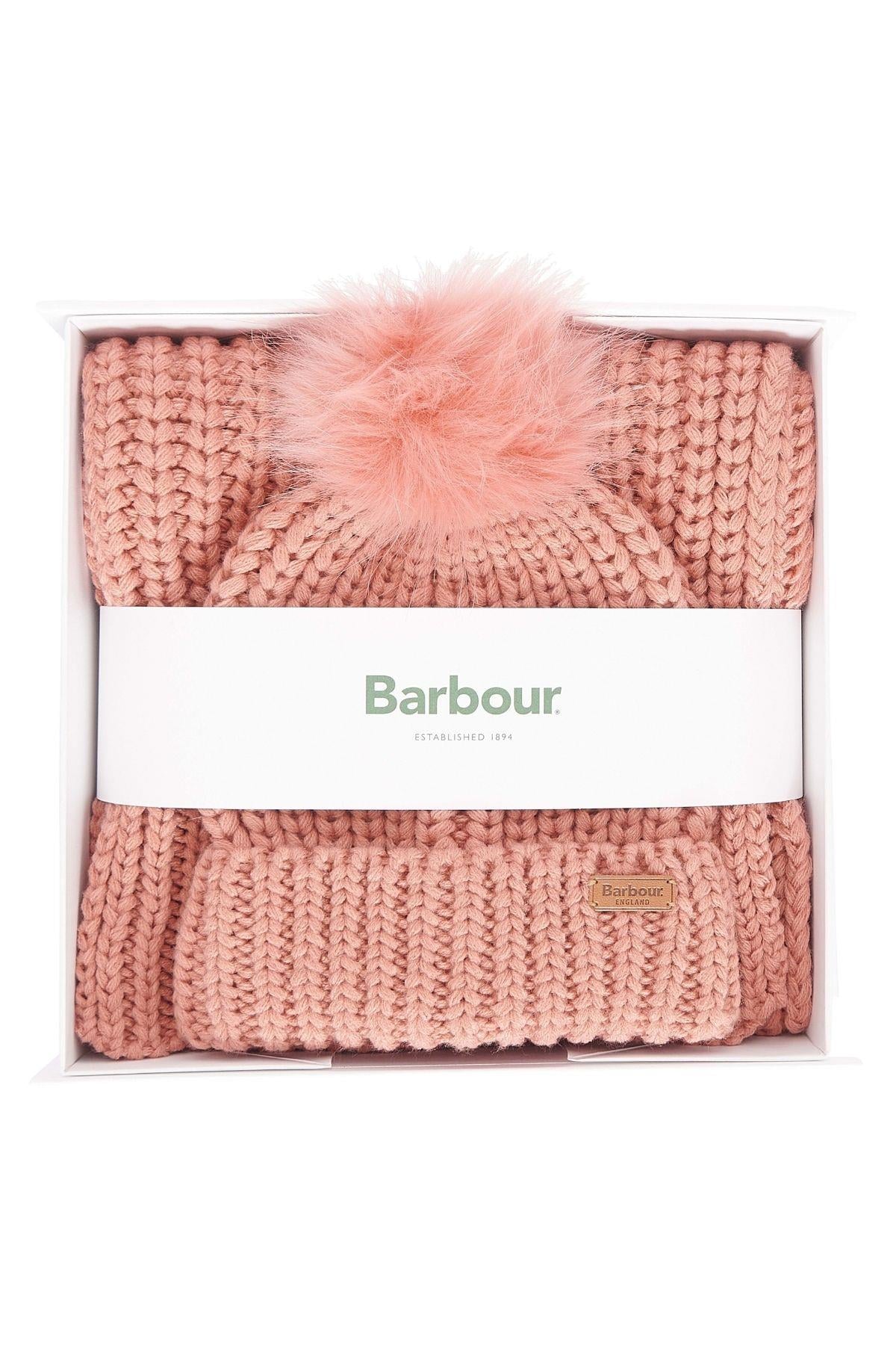 Barbour Saltburn Bere & Atkı Seti PI35 Pink
