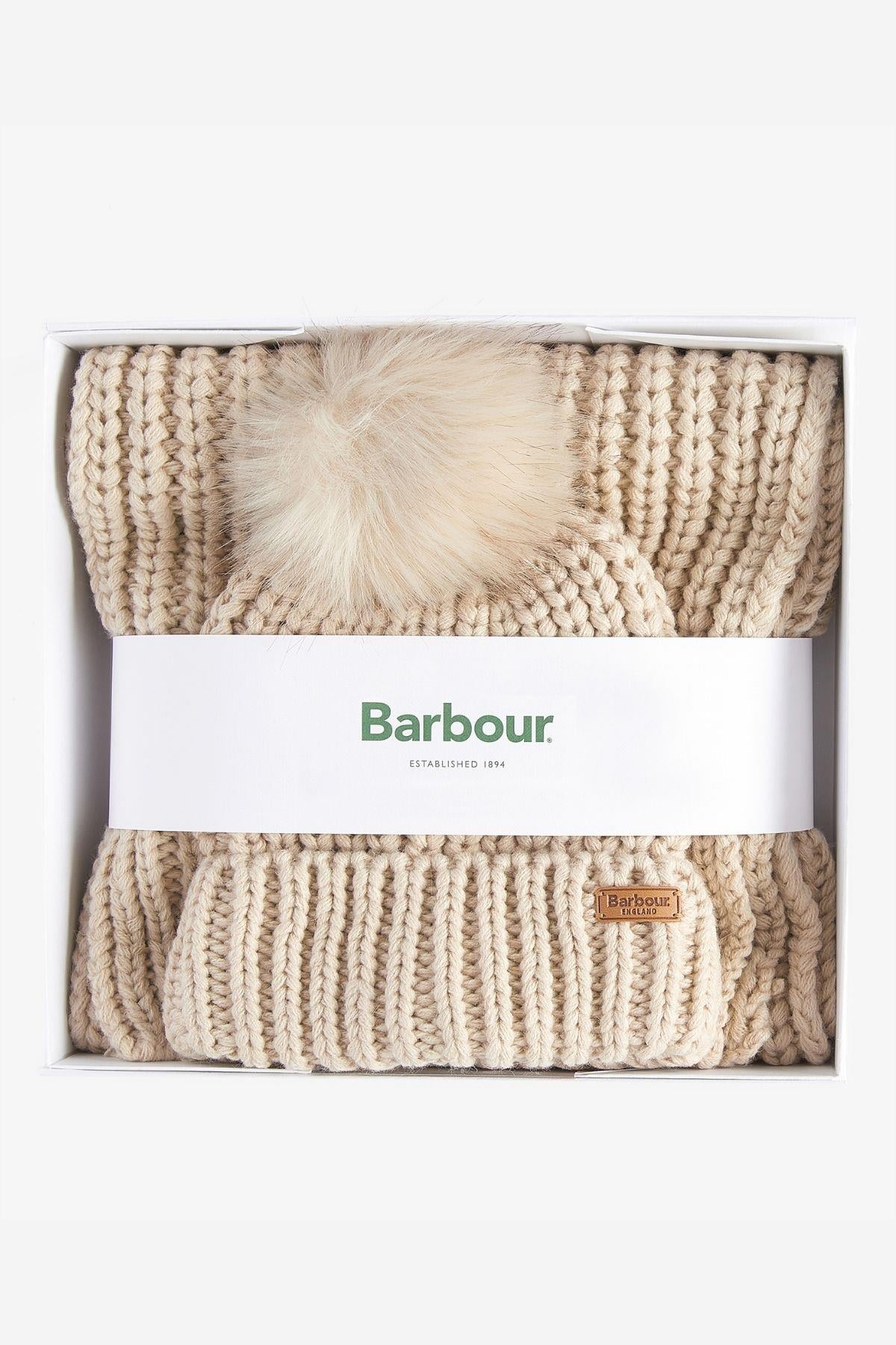 Barbour Saltburn Bere & Atkı Seti ST15 Pearl