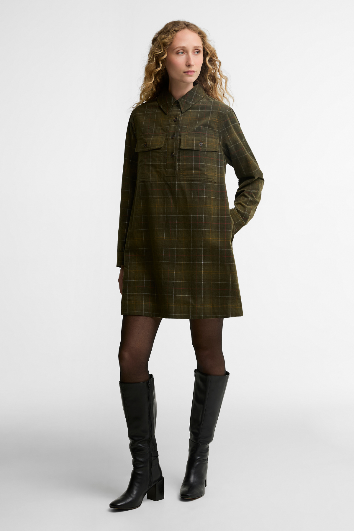 Barbour Shae Mini Elbise SG95 Sage Classic Tartan