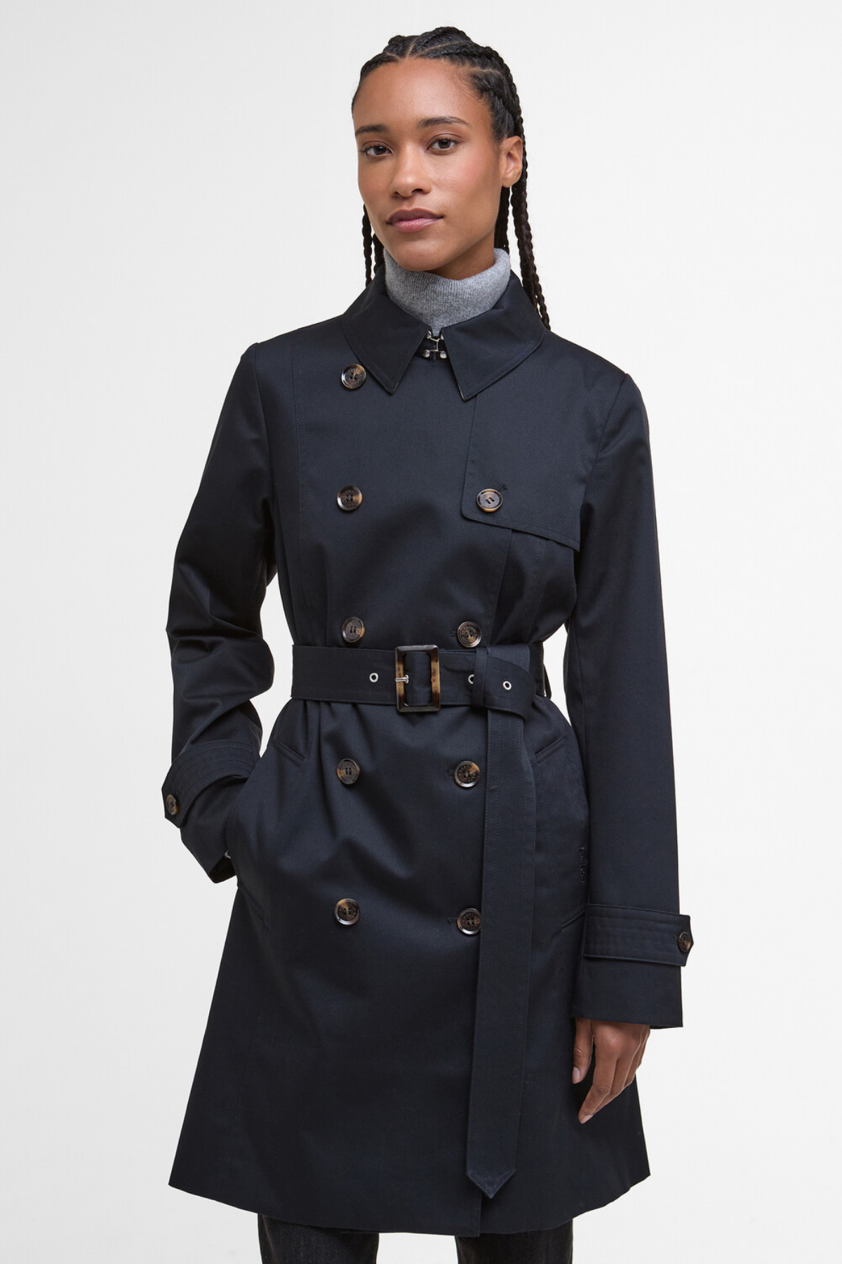 Barbour Short Greta Showerproof Ceket NY75 Dark Navy/Hessian Tartan