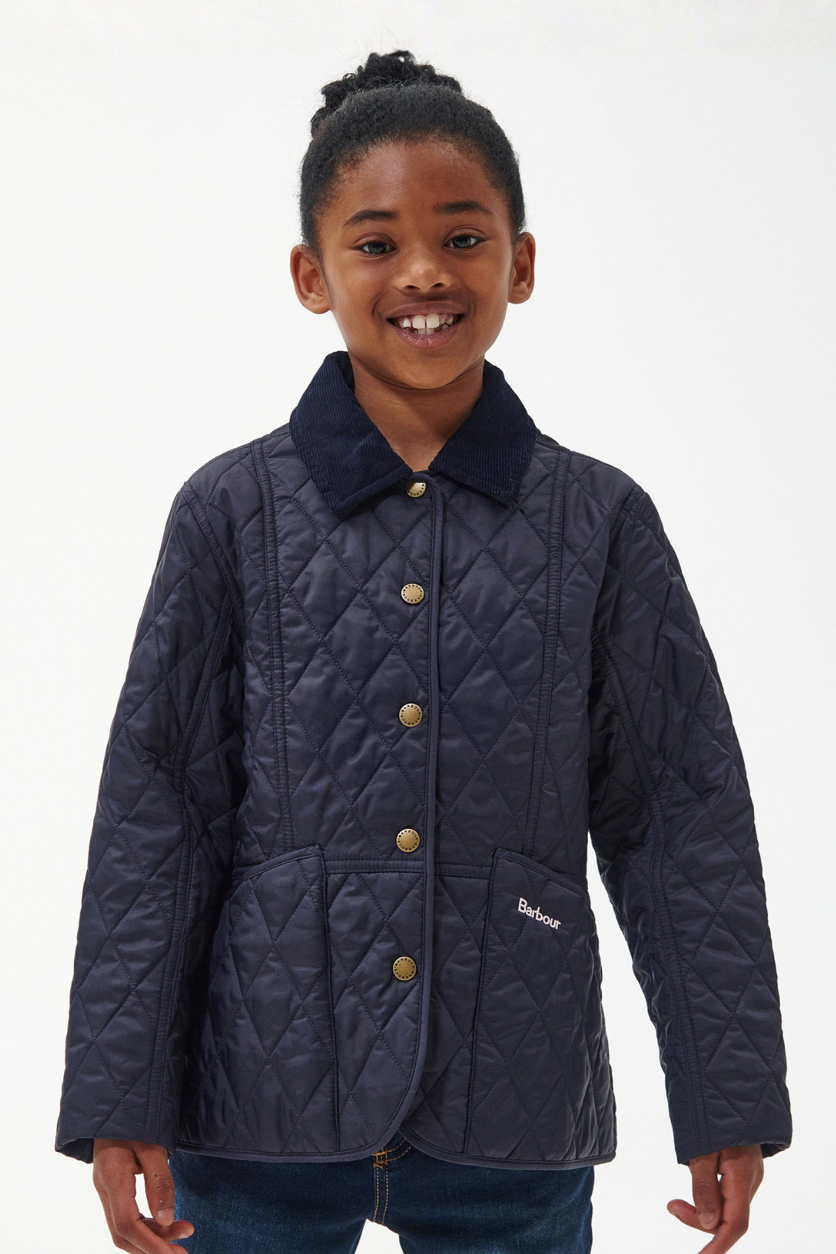 Barbour Summer Liddesdale Kız Kapitone Ceket NY94 Navy-Gardenia