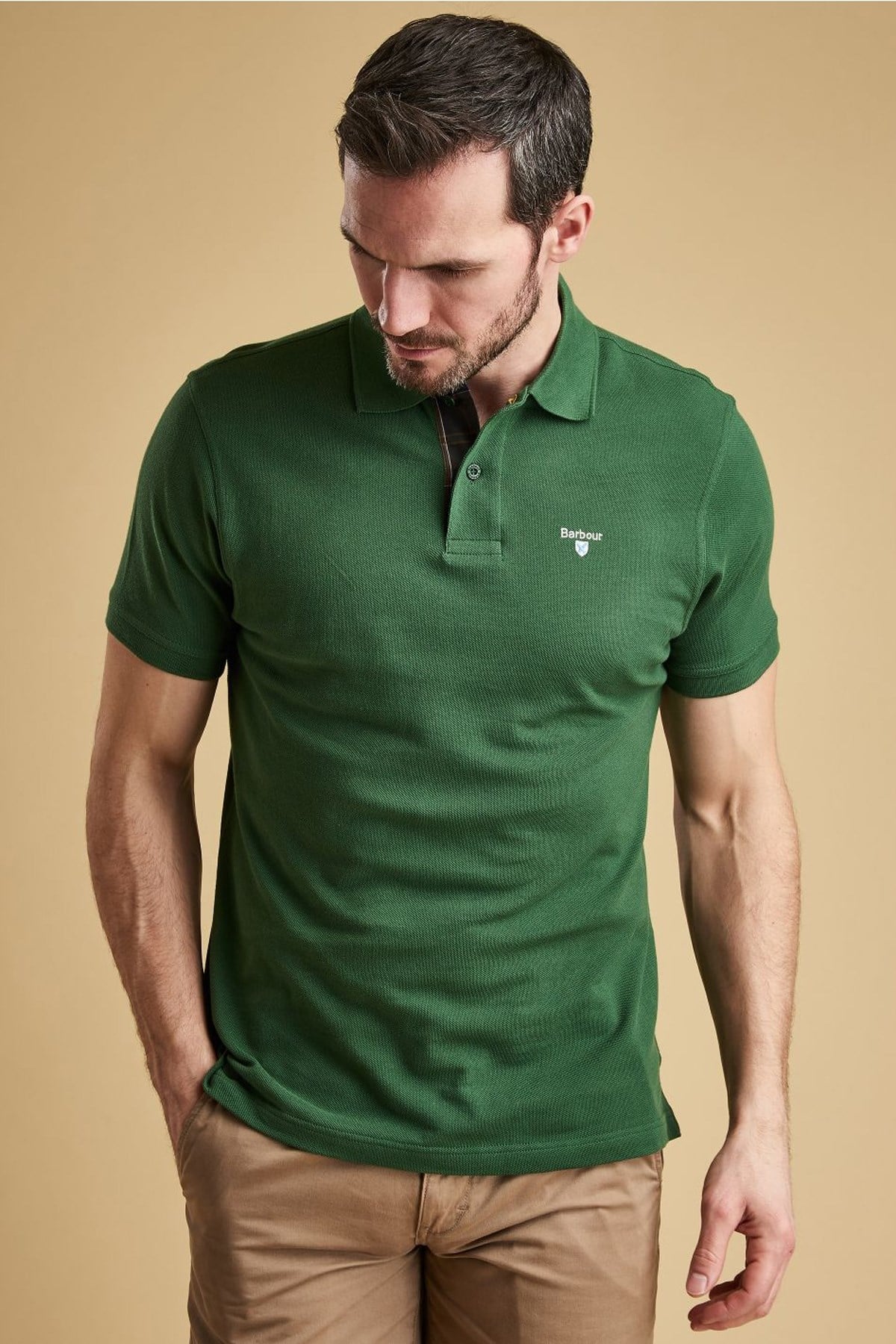 Barbour Tartan Pique Polo Shirt OL72 Olive