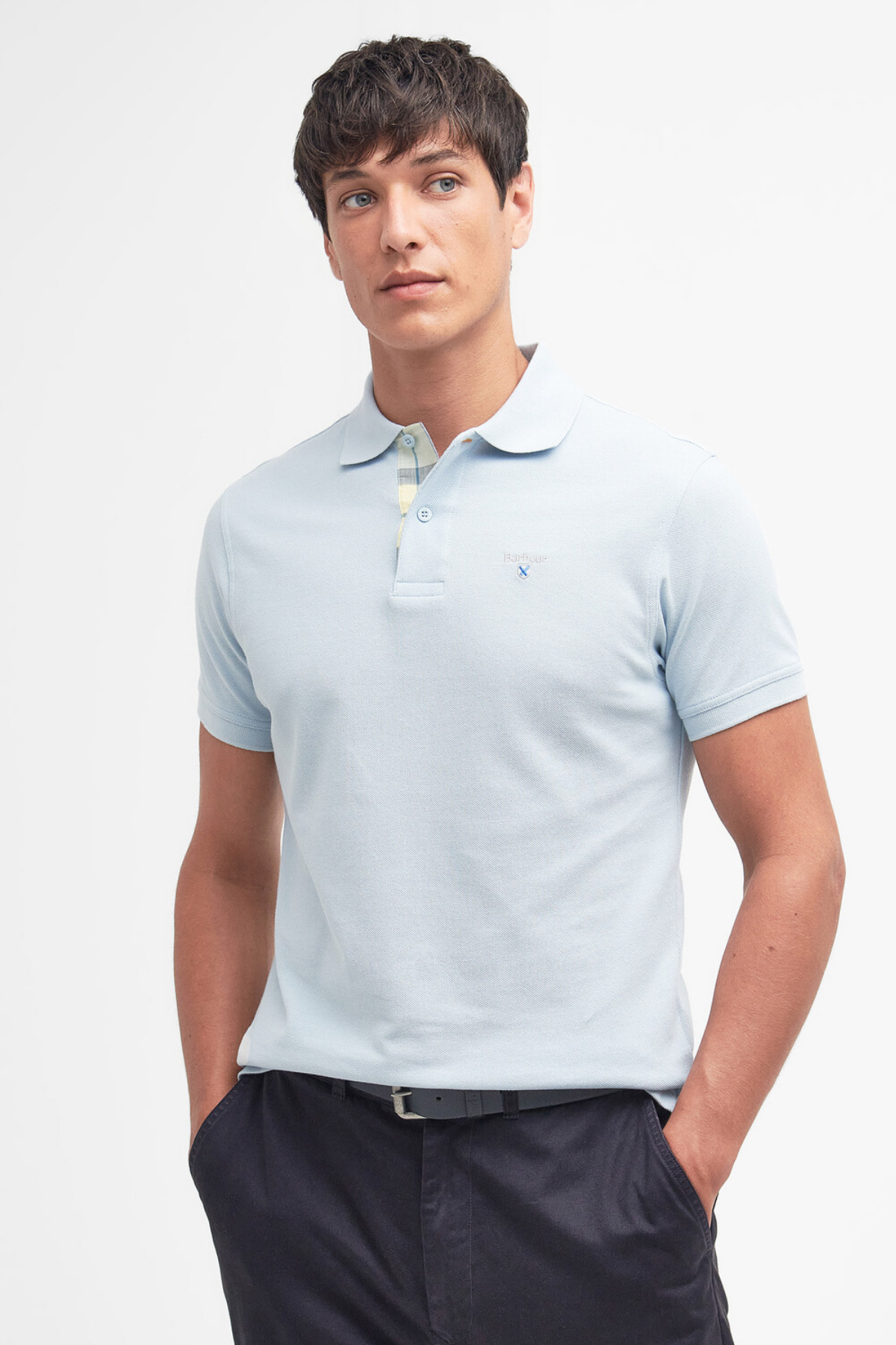 Barbour Tartan Pique Polo Yaka BU44 Niagara Mist