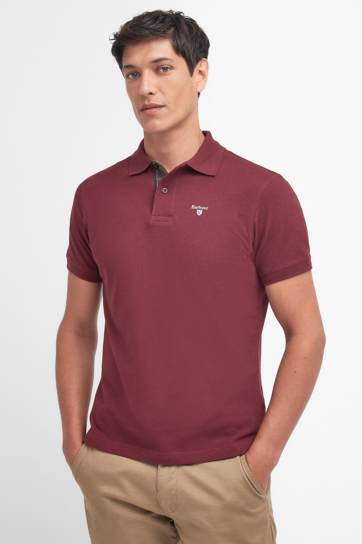 Barbour Tartan Pique Polo Yaka RE53 Ruby