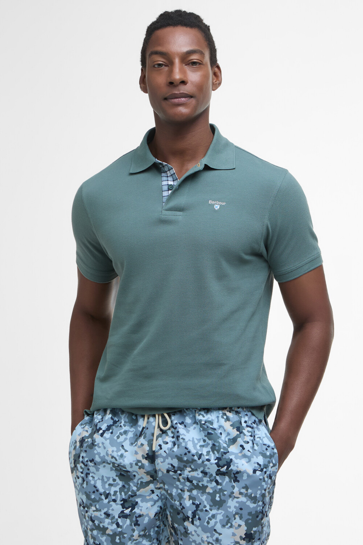 Barbour Tartan Pique Polo Yaka TE31 Vintage Teal