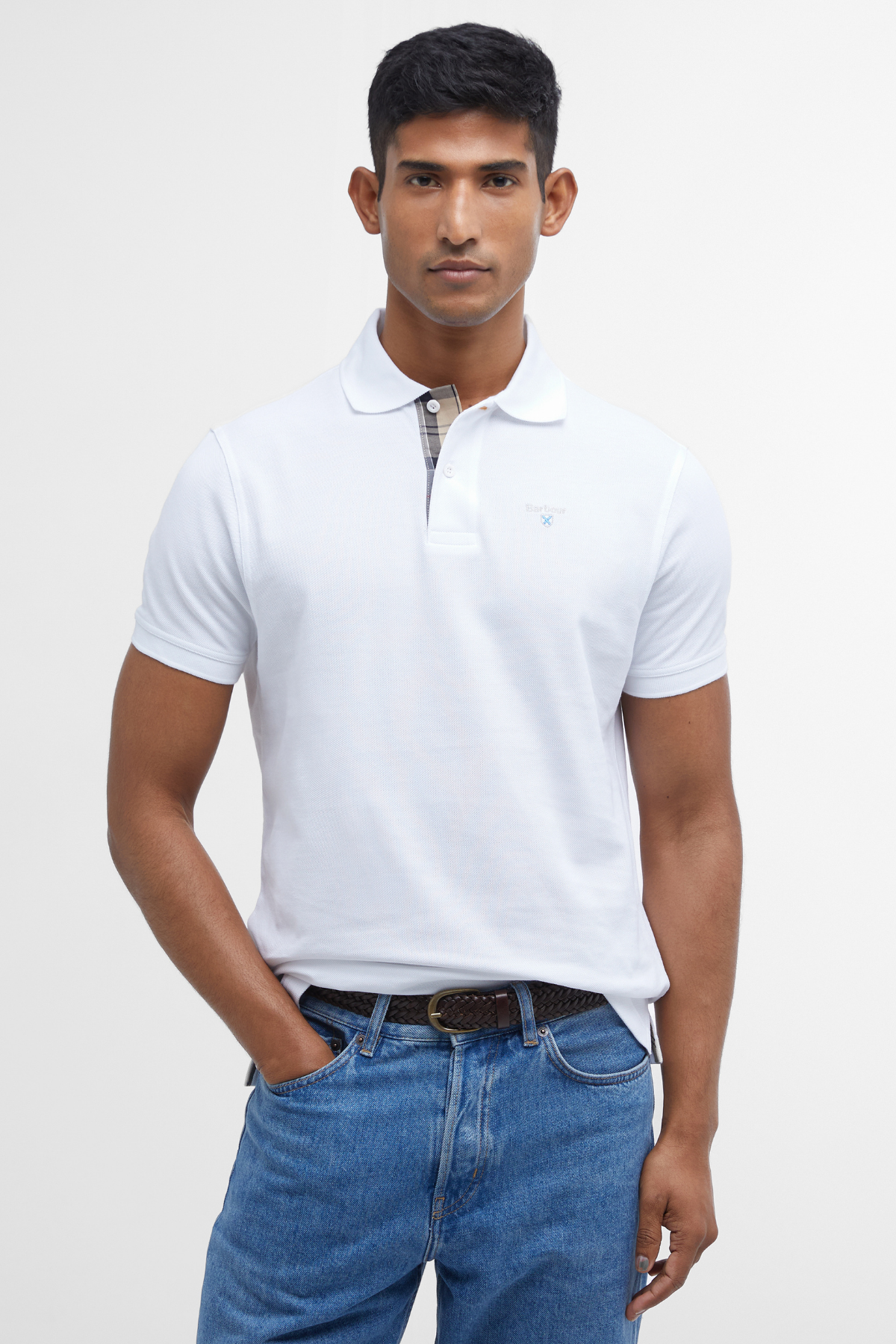 Barbour Tartan Pique Polo Yaka WH11 White-Dress