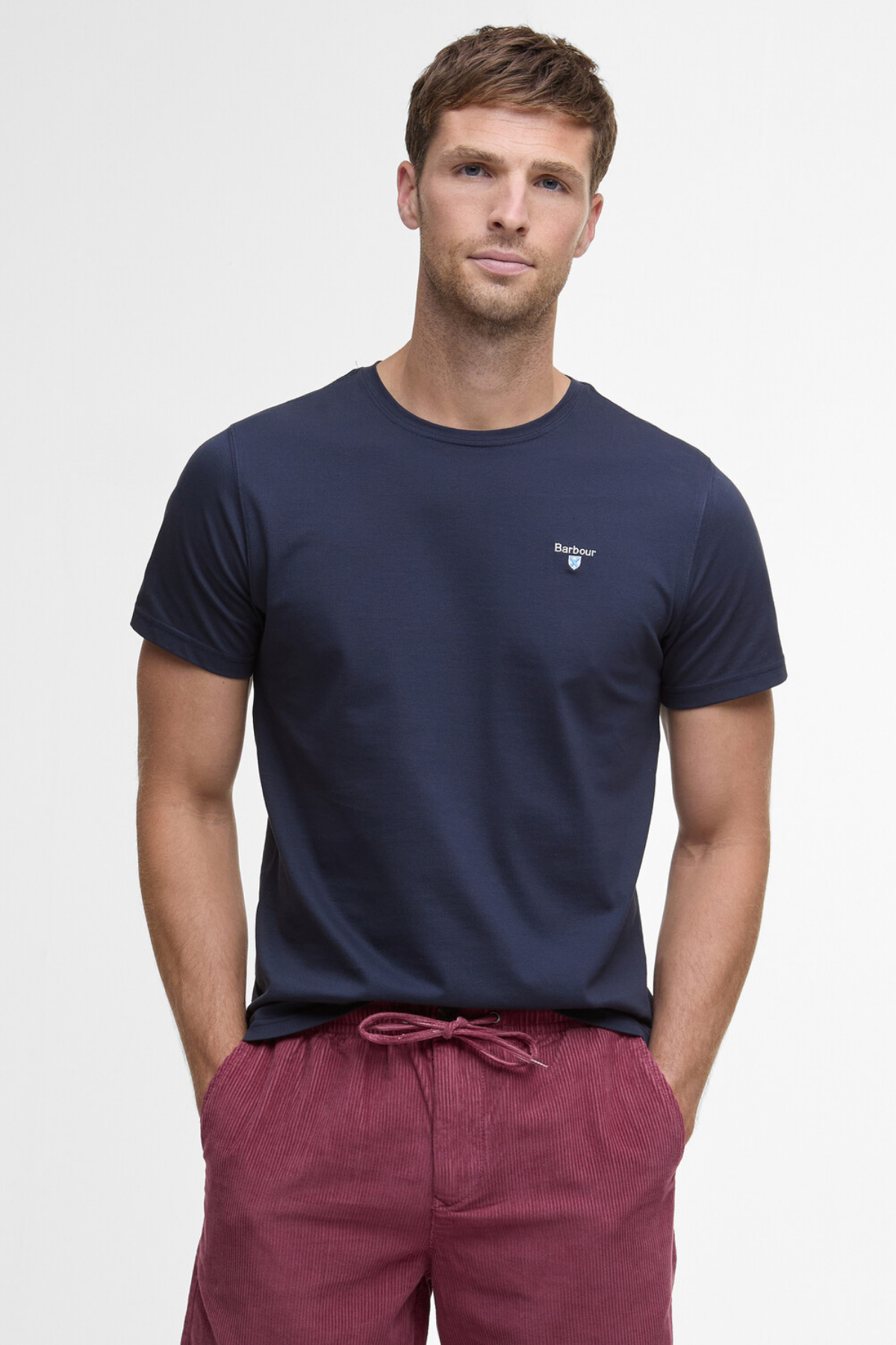 Barbour Tartan Trim Pique T-Shirt NY91 Navy