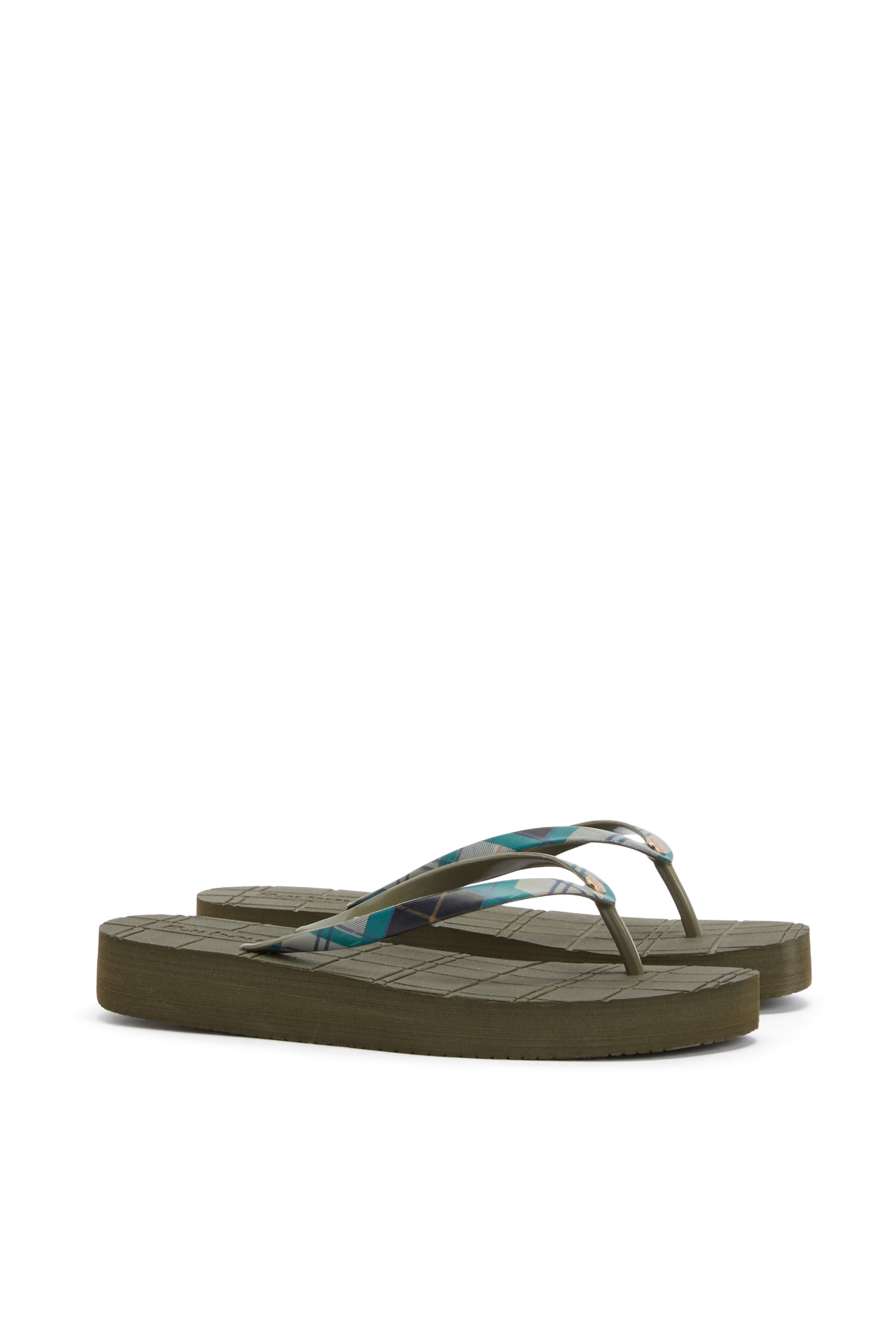 Barbour Tilda Toe Post Plaj Terliği TN51 Olive/Ancient Tartan