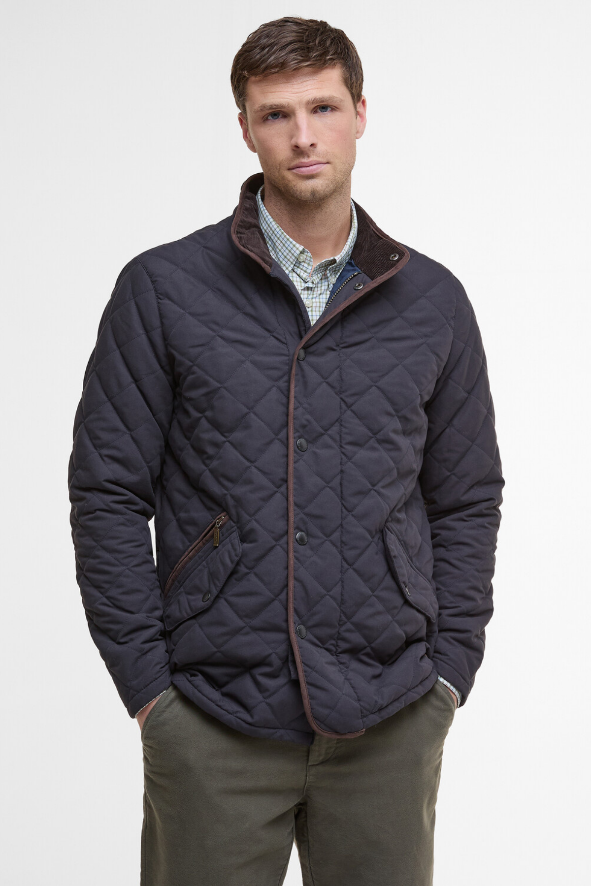 Barbour Waterproof Shoveler Kapitone Ceket NY91 Dark Navy/Rosemary Tartan
