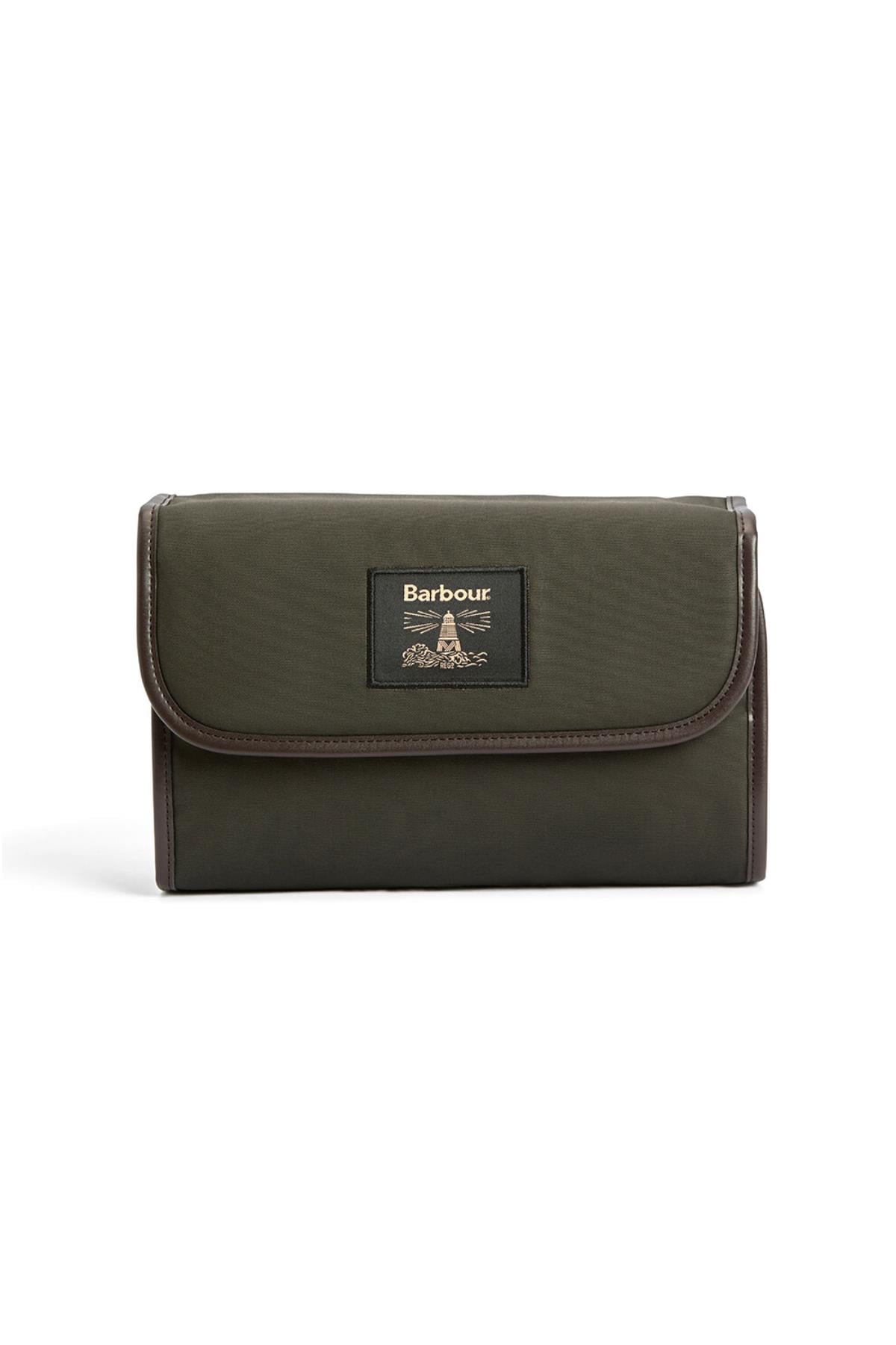 Barbour Wax Hanging Washbag Organizer OL51 Olive