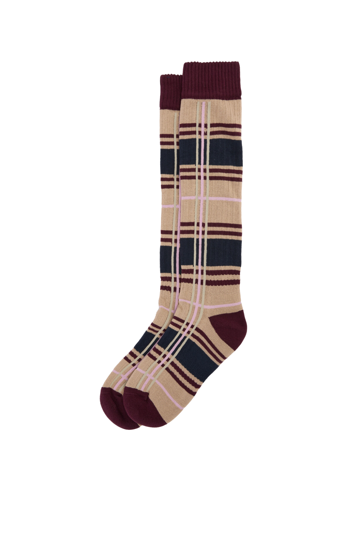Barbour Wellington Tartan Diz Üstü Çorap PI18 Gardenia Tartan