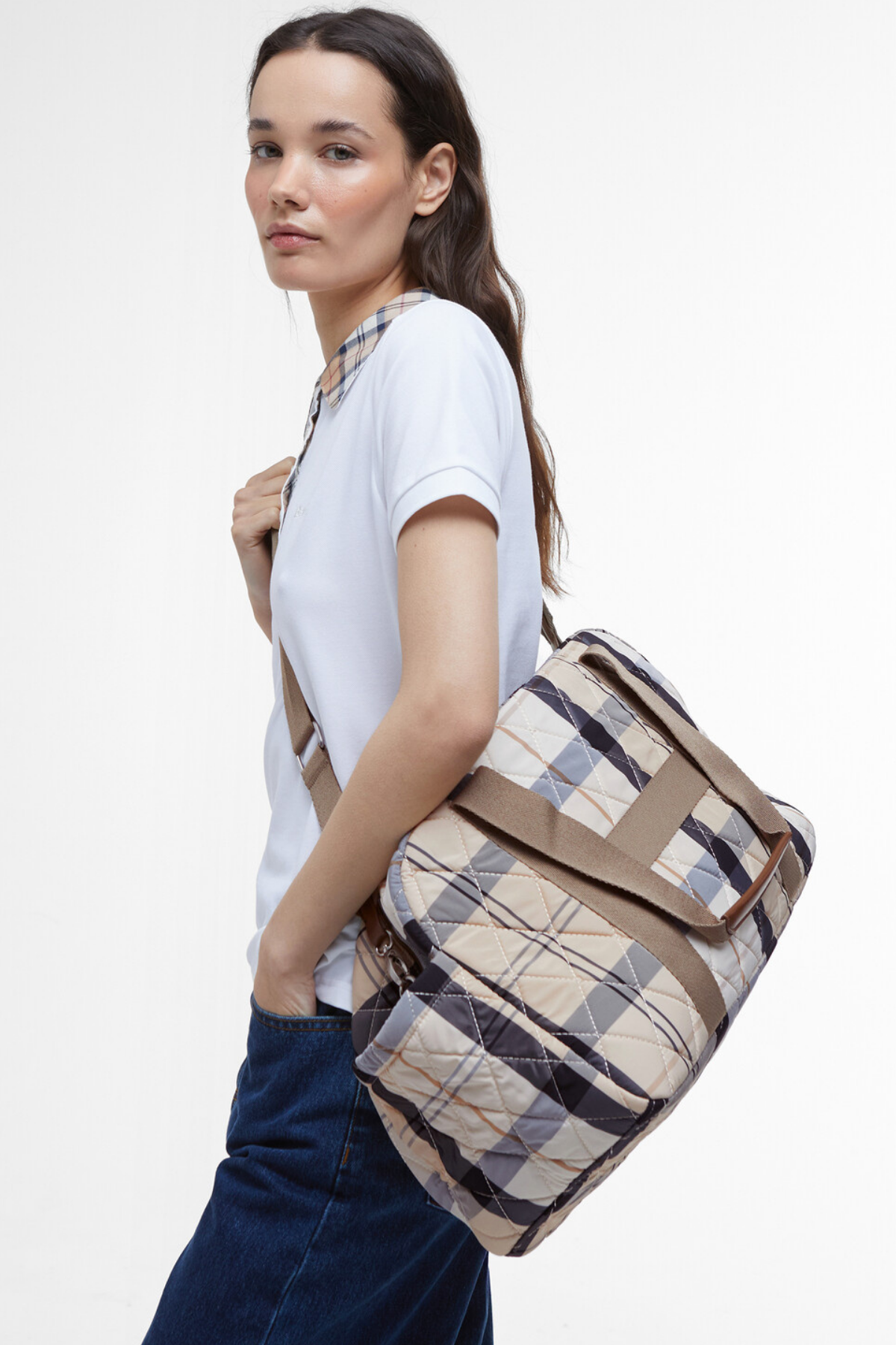 Barbour Wetherham Kapitone Seyahat Çantası BE32 Safari Tartan