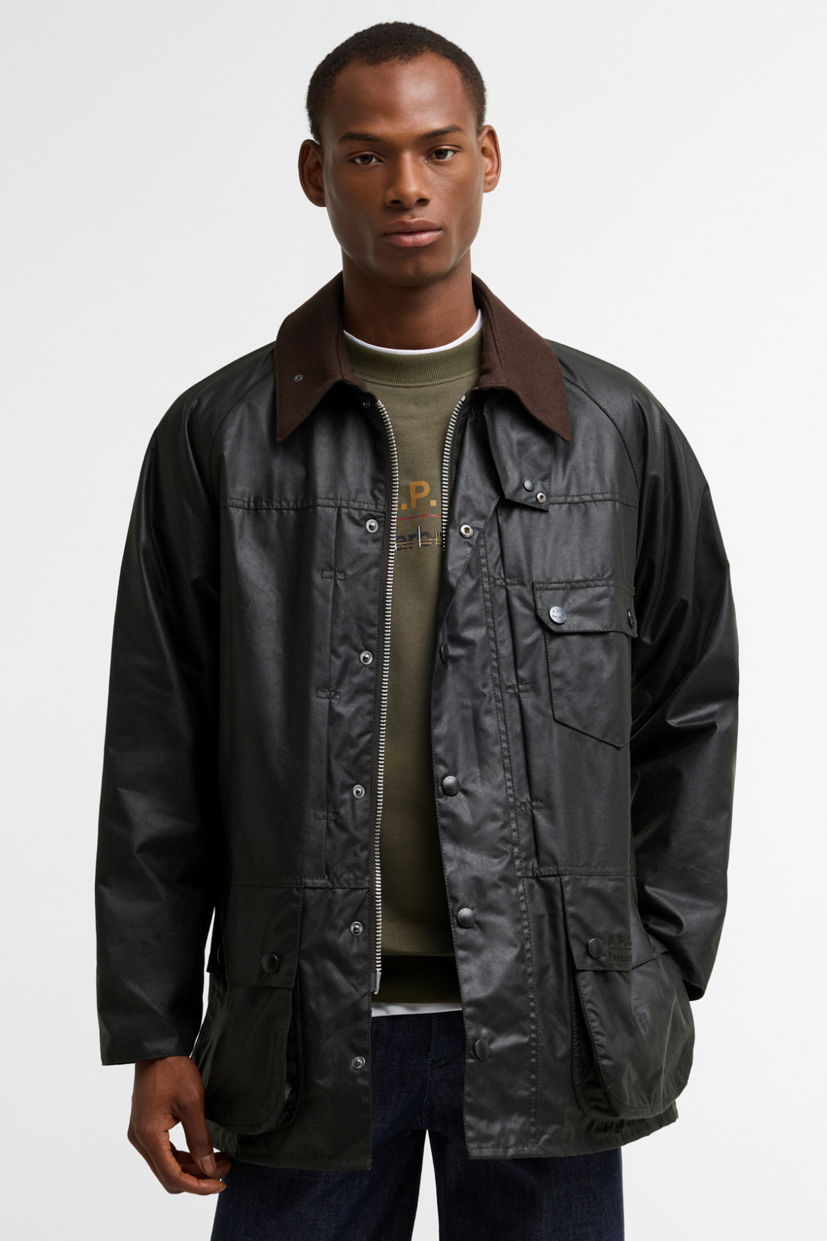 Barbour x A.P.C. Beaufort Yağlı Ceket SG91 Dark Sage