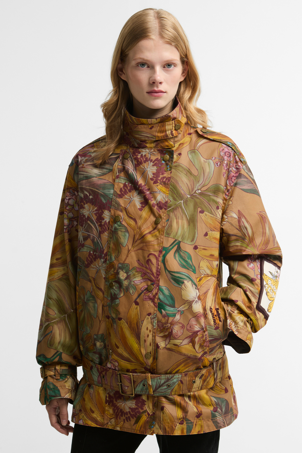 Barbour x Farm Rio Attalea Yağlı Ceket YE51 Banana