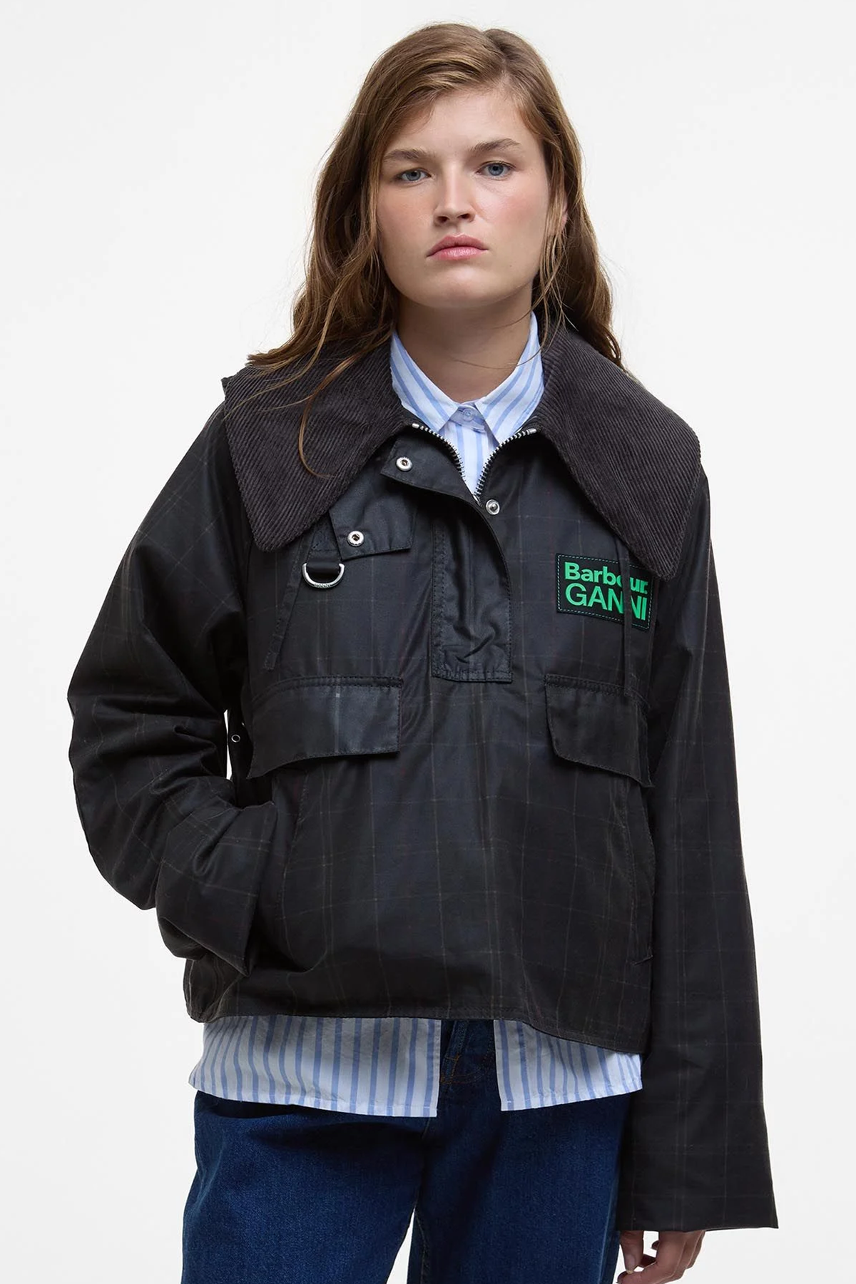 Barbour x GANNI Anorak Smock Yağlı Ceket TN11 Classic Tartan