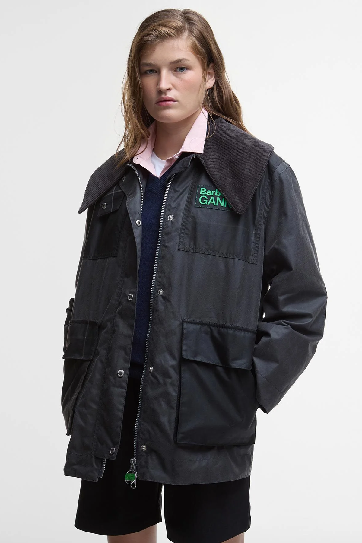 Barbour x GANNI Yağlı Duffle Ceket CH71 Charcoal-Winter-Modern