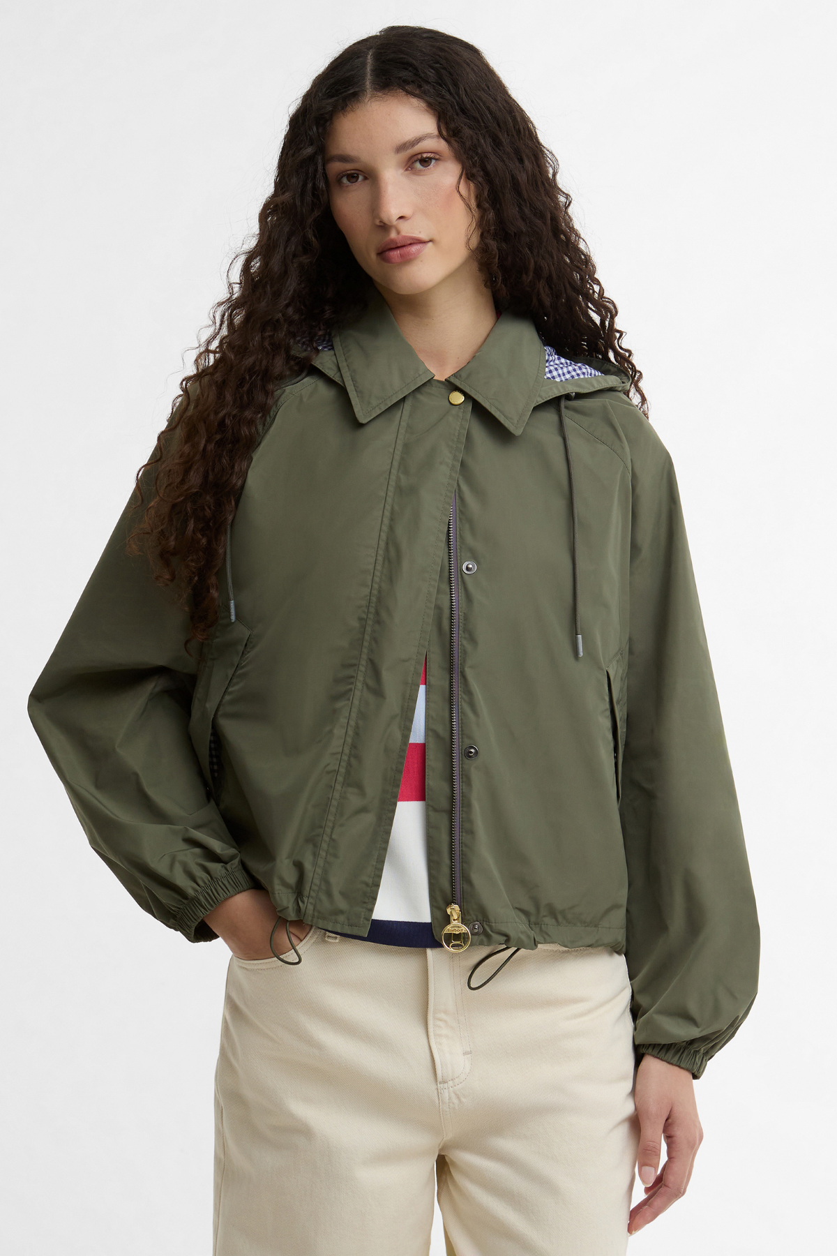 Barbour x Paul Smith Broomhill Showerproof Ceket GN33 Dusky Khaki/Navy/White Gingham