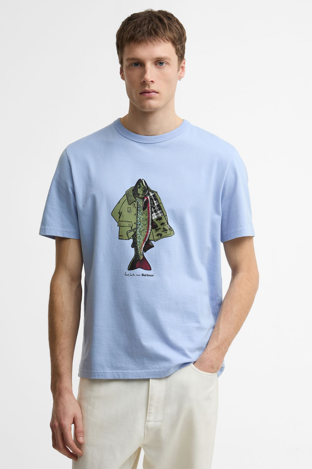 Barbour X Paul Smith Fishing Jacket T-Shirt BL54 Mid Blue