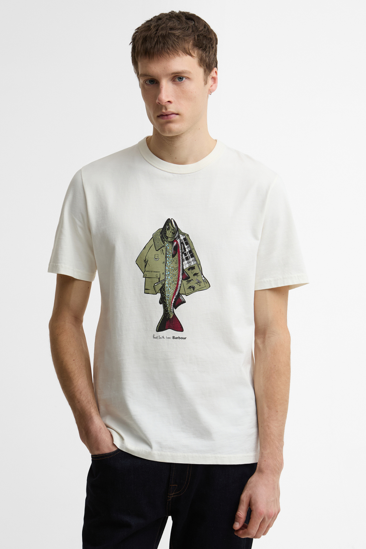 Barbour X Paul Smith Fishing Jacket T-Shirt WH32 Whisper White