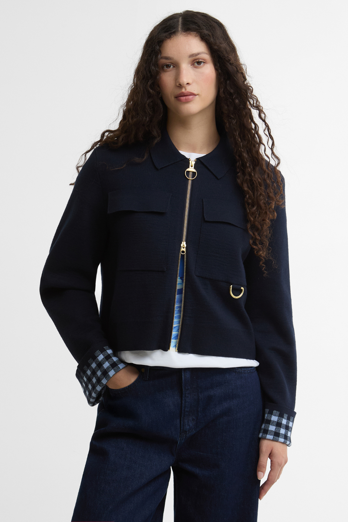 Barbour X Paul Smith Whitby Knitted Zip Through Hırka NY99 Dark Navy