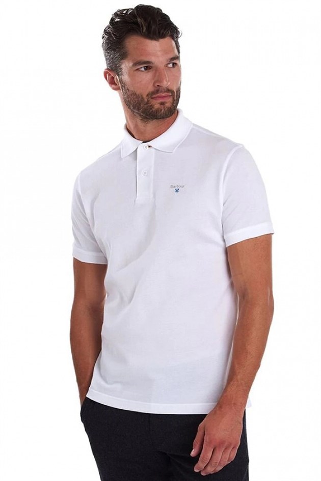 Barbour Tartan Pique Polo Shirt WH11 White-Dress