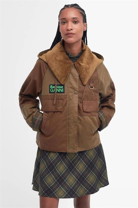 Barbour x GANNI Spey Yağlı Ceket SN91 Tan-Sand