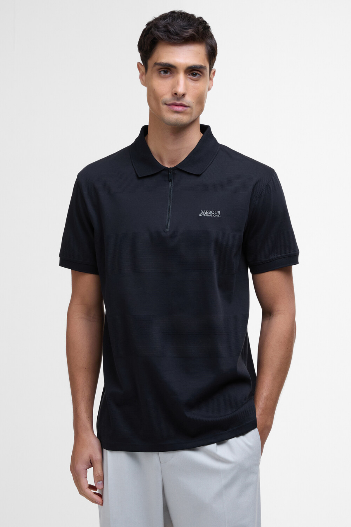 B.Intl Chapter Jacquard Texture Polo Yaka BK11 Black
