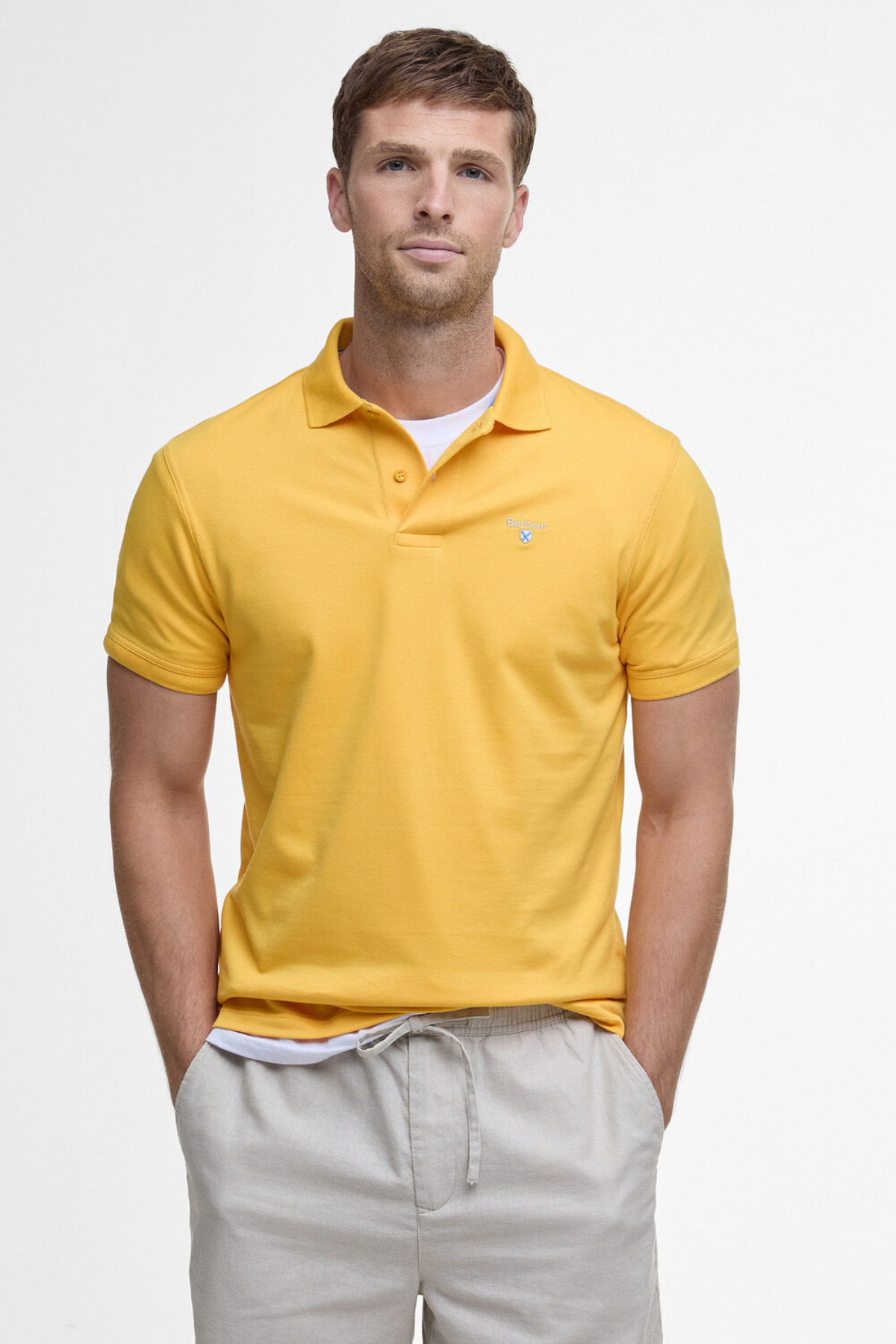 Barbour Active Tailored Fit Polo Yaka YE51 Yellow