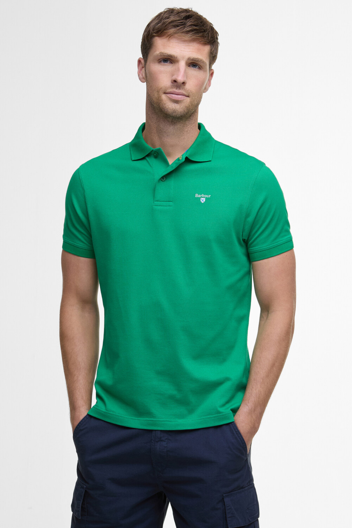 Barbour Active Tailored Fit Polo Yaka GN39 Hedge Green