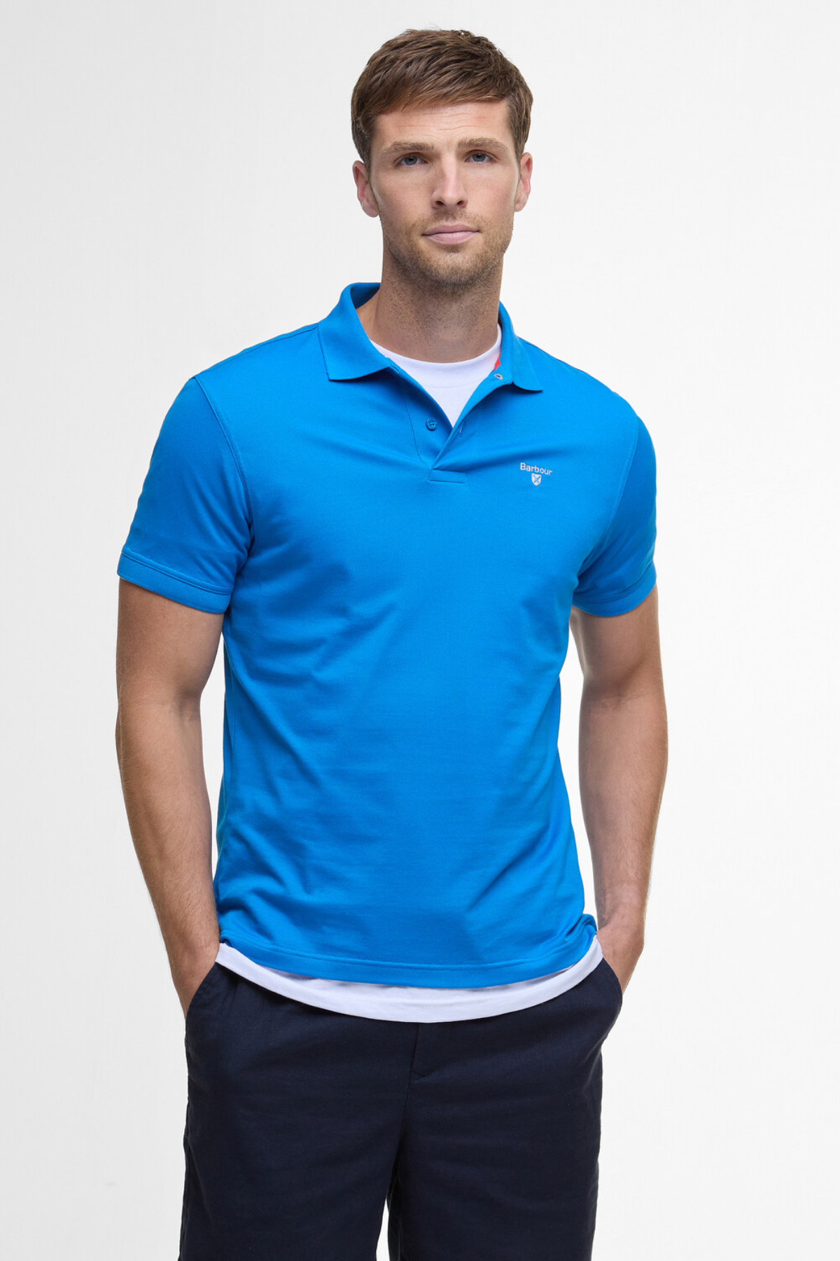 Barbour Active Tailored Fit Polo Yaka BL62 Sport Blue