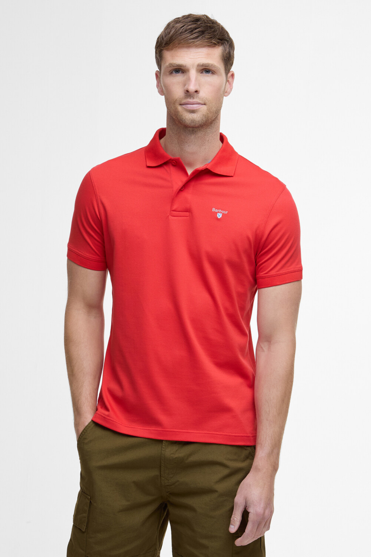 Barbour Active Tailored Fit Polo Yaka RE52 Risk Red