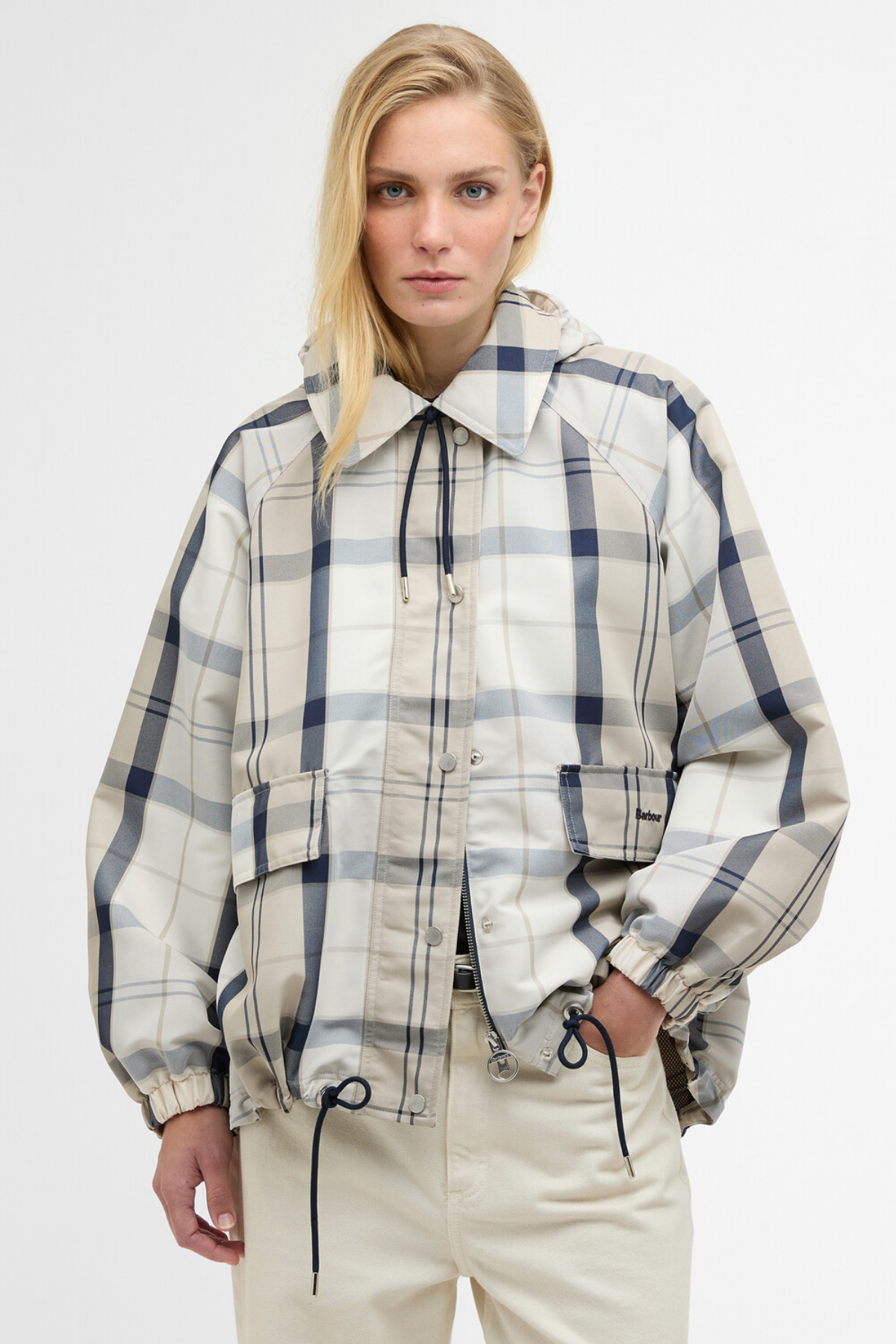 Barbour Ballina Check Showerproof Ceket NY51 Dress Navy Tartan