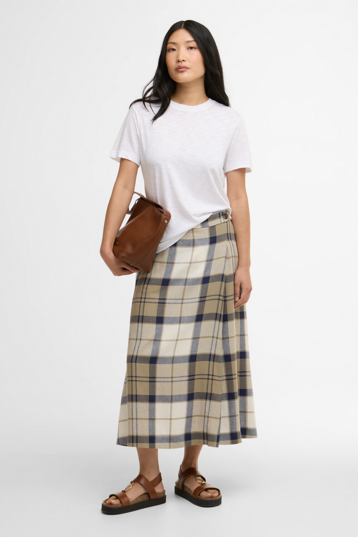 Barbour Ballina Midi Etek NY51 Dress Navy Tartan