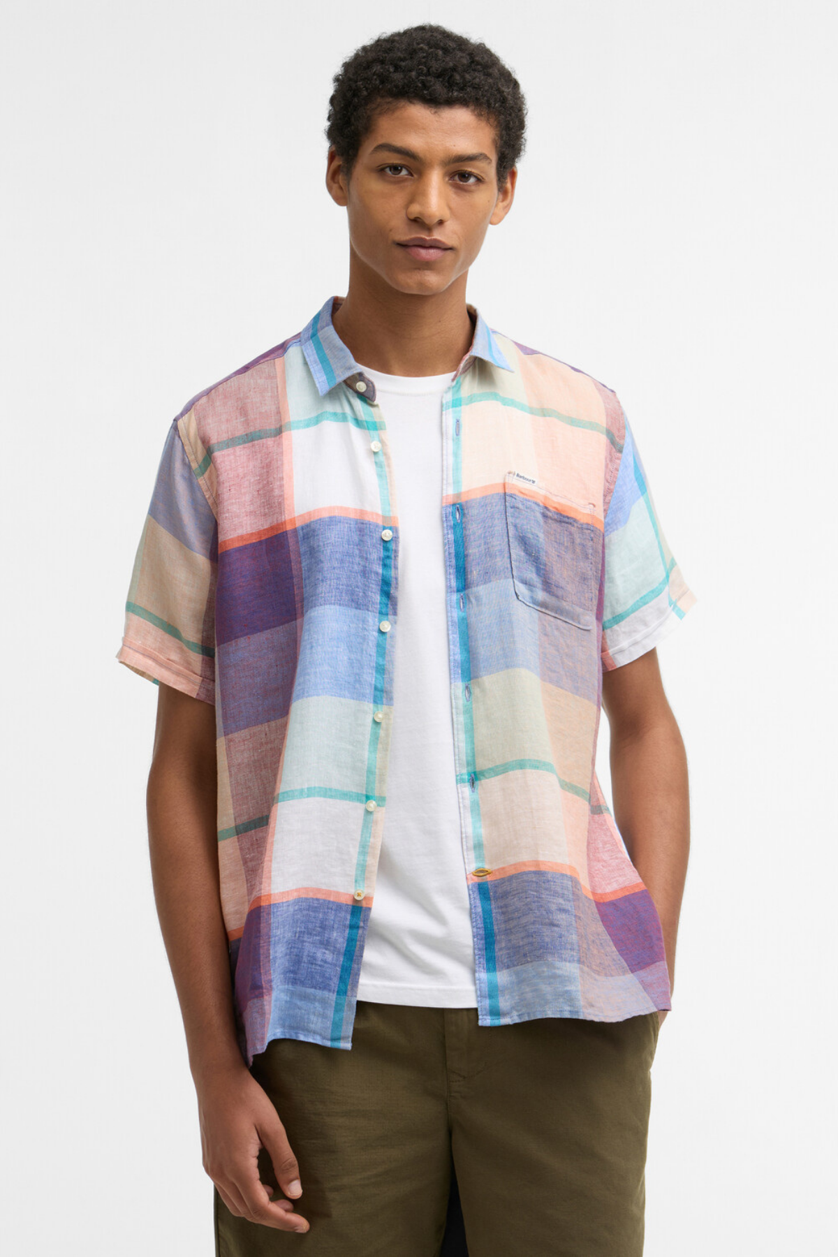 Barbour Bridford Checked Summer Fit Gömlek BU11 Mint Blue