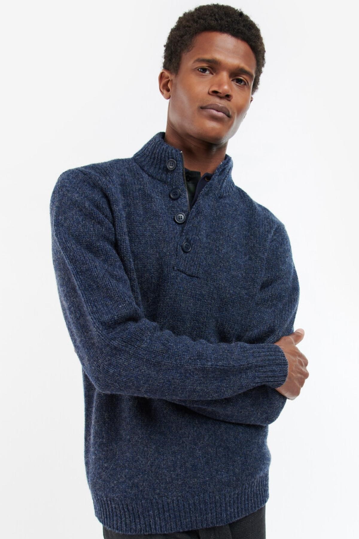 Barbour Calder Half Zip Kazak NY72 Navy Marl