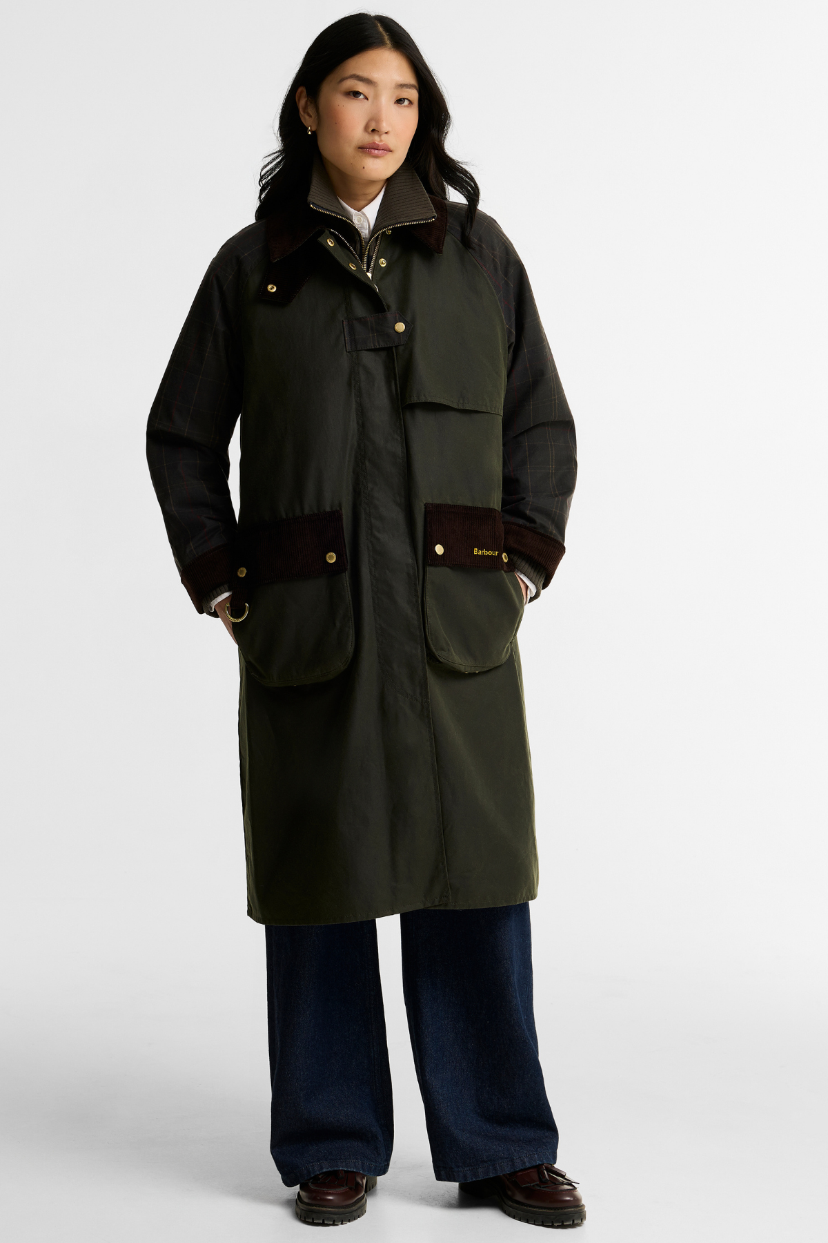 Barbour Checked Kirklees Yağlı Ceket OL52 Fern Classic Shadow Classic