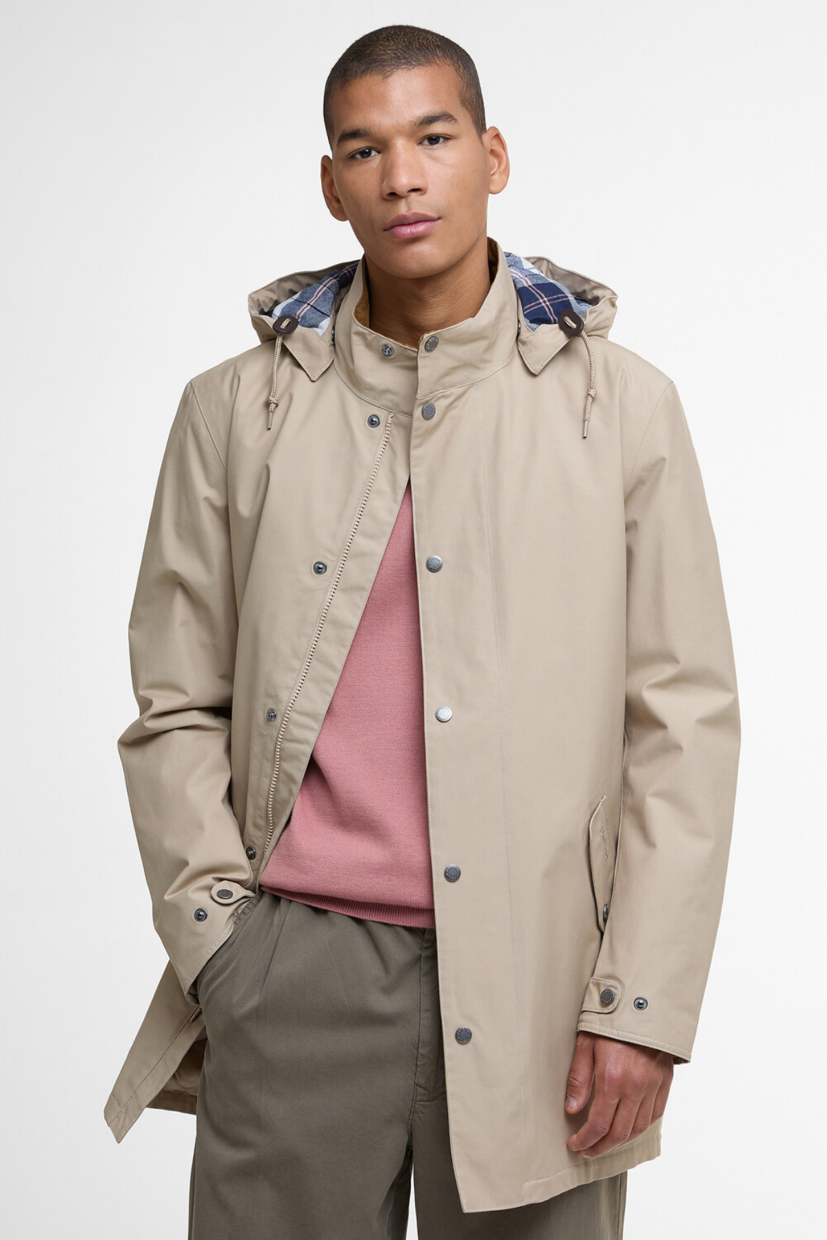 Barbour アウター　レインコート Barbour Chelsea Mac Waterproof Jacket ST32 Washed Stone