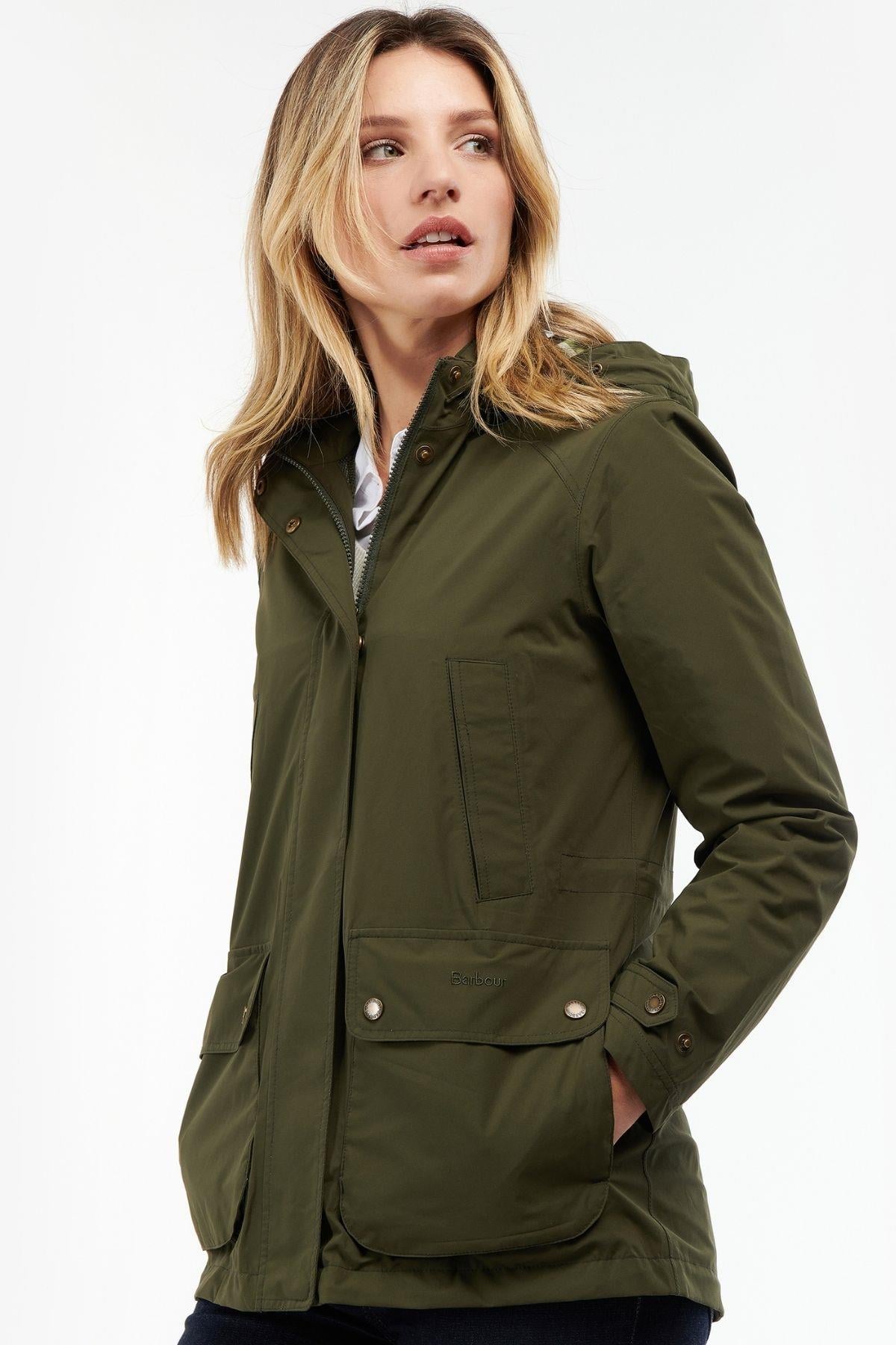 Barbour Clyde Waterproof Ceket OL51 Olive/Olive Pink Tartan
