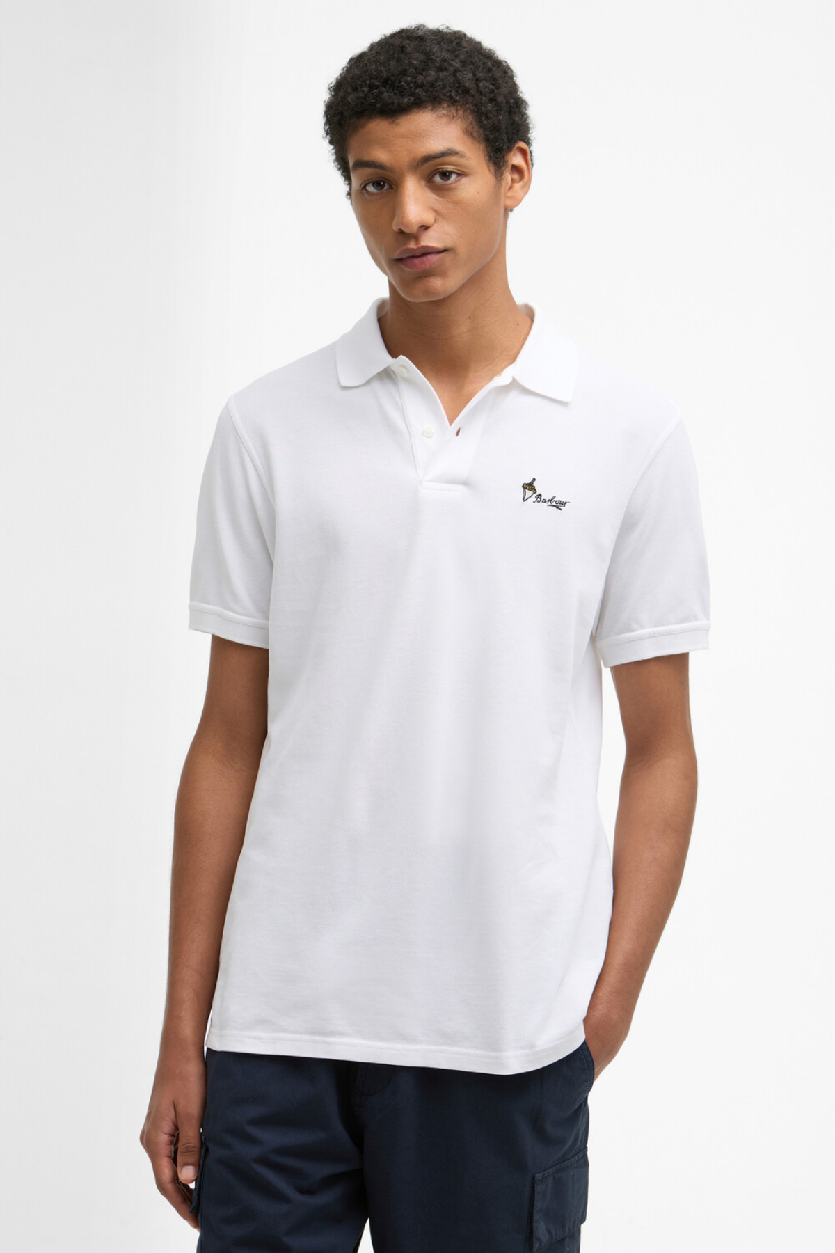 Barbour Comebe Tailored Fit Polo Yaka WH11 White