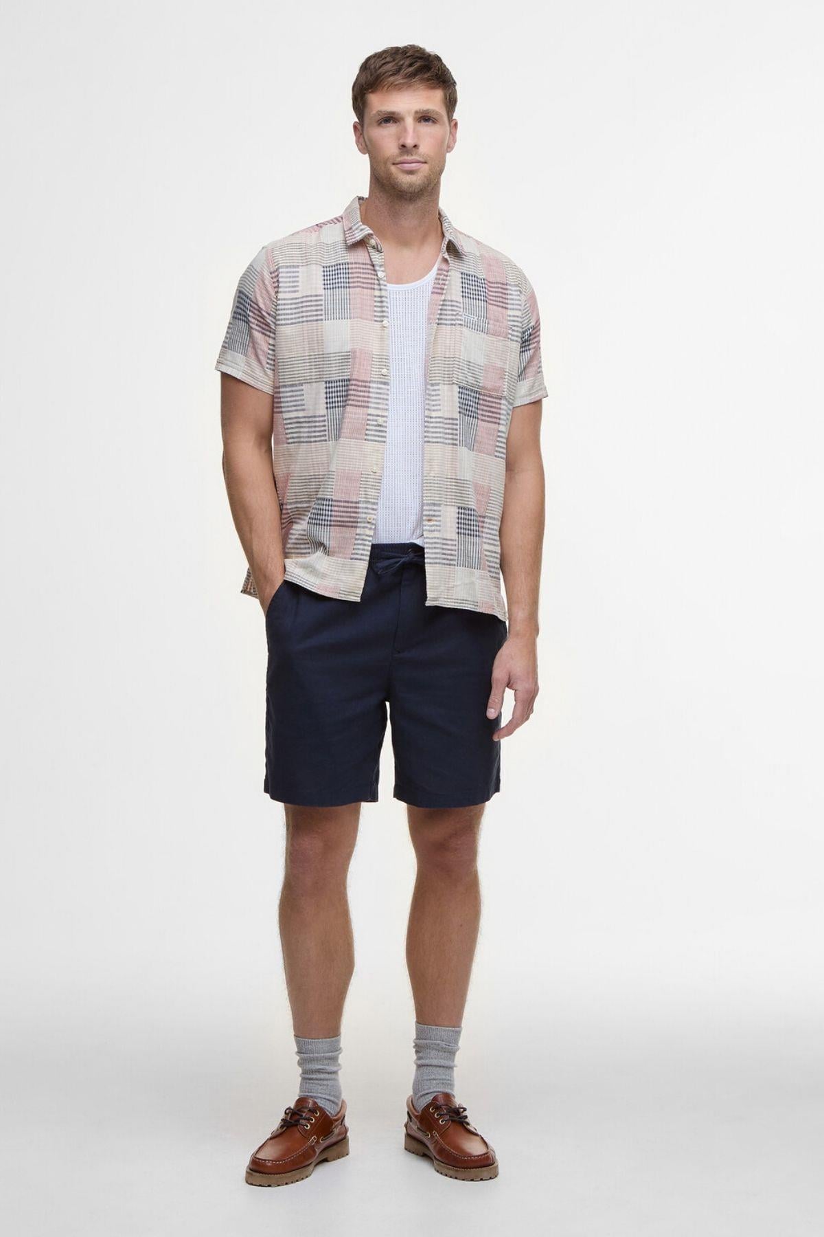 Barbour Cotton Linen Relaxed Şort NY91 Navy